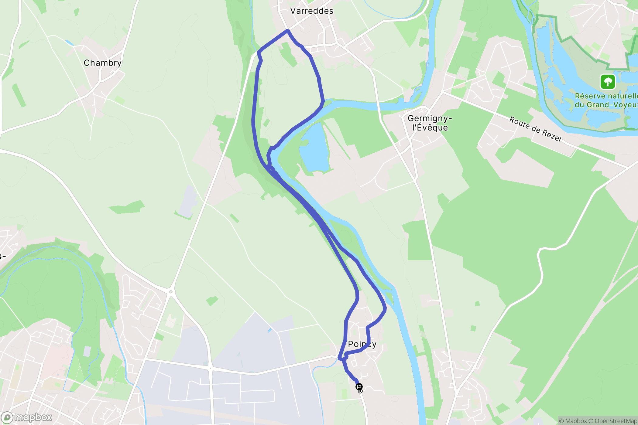 Poincy : carte du parcours de randonnée - France