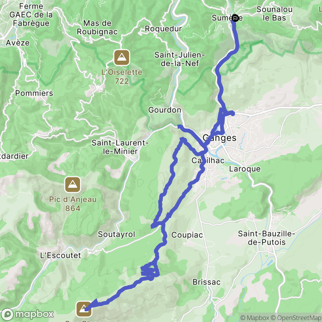 Sumène : carte du parcours de randonnée - France