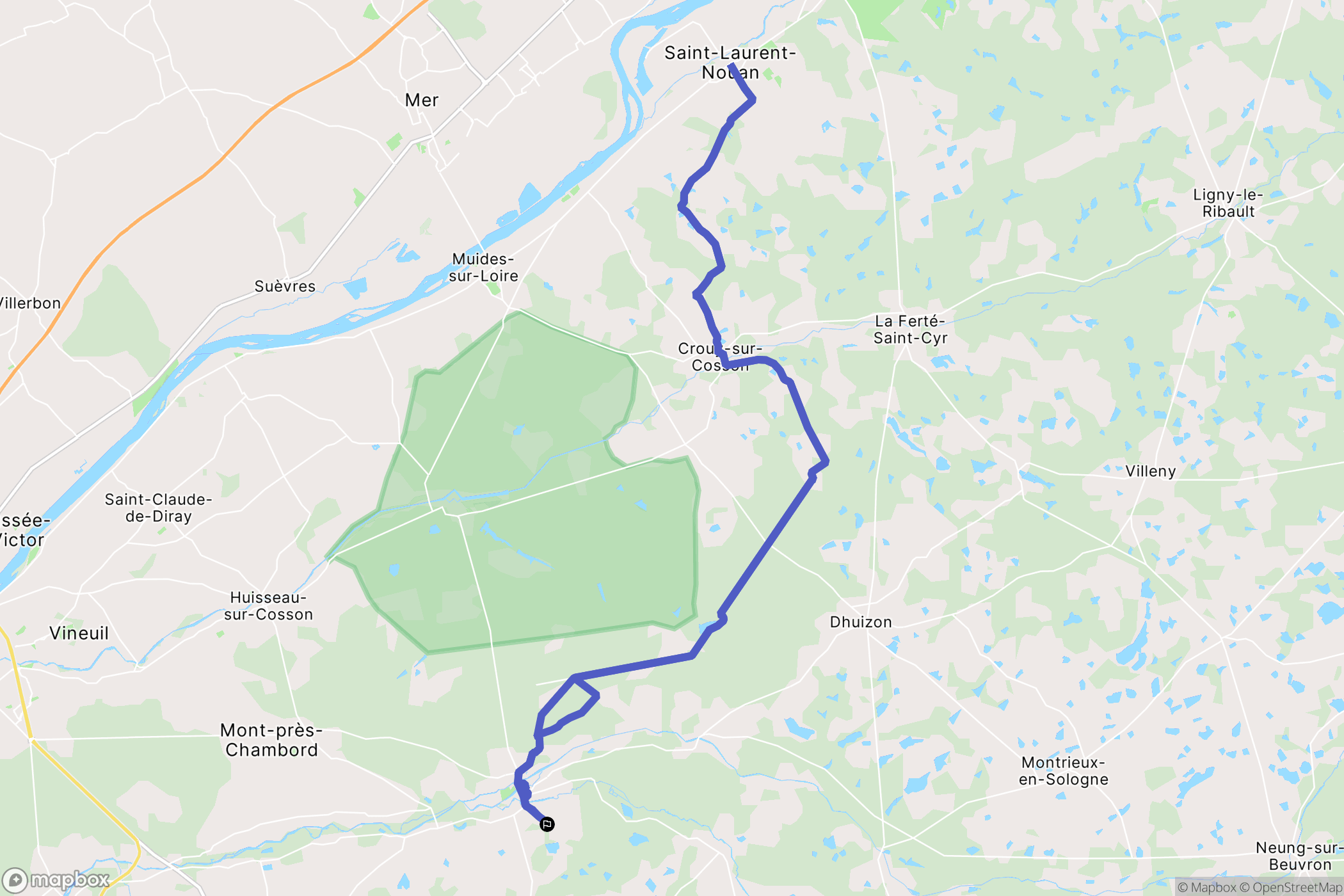 Tour-en-Sologne : carte du parcours de randonnée - France