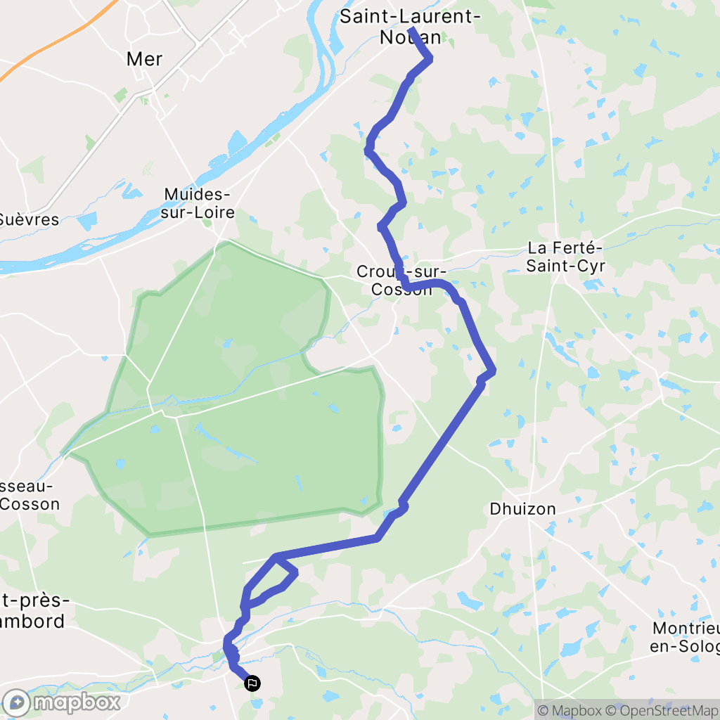 Tour-en-Sologne : carte du parcours de randonnée - France