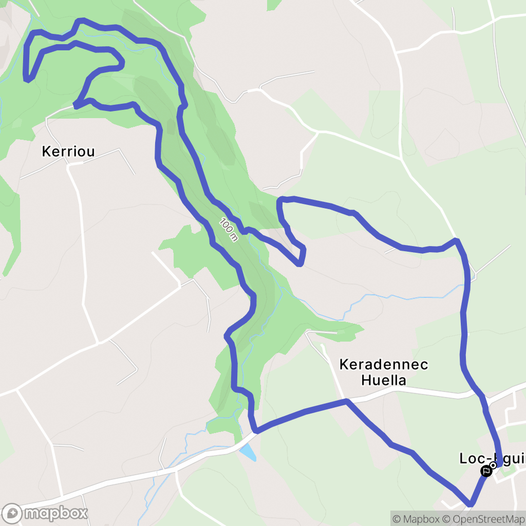 Loc-Eguiner : carte du parcours de randonnée - France