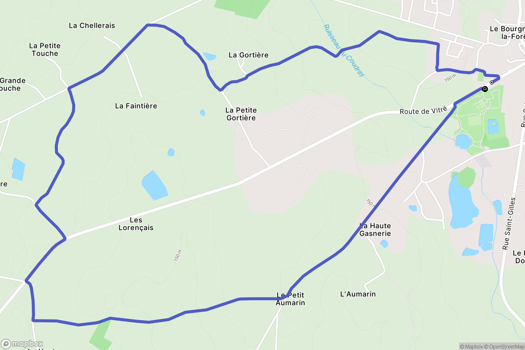 Le Bourgneuf-la-Forêt : carte du parcours de randonnée - France