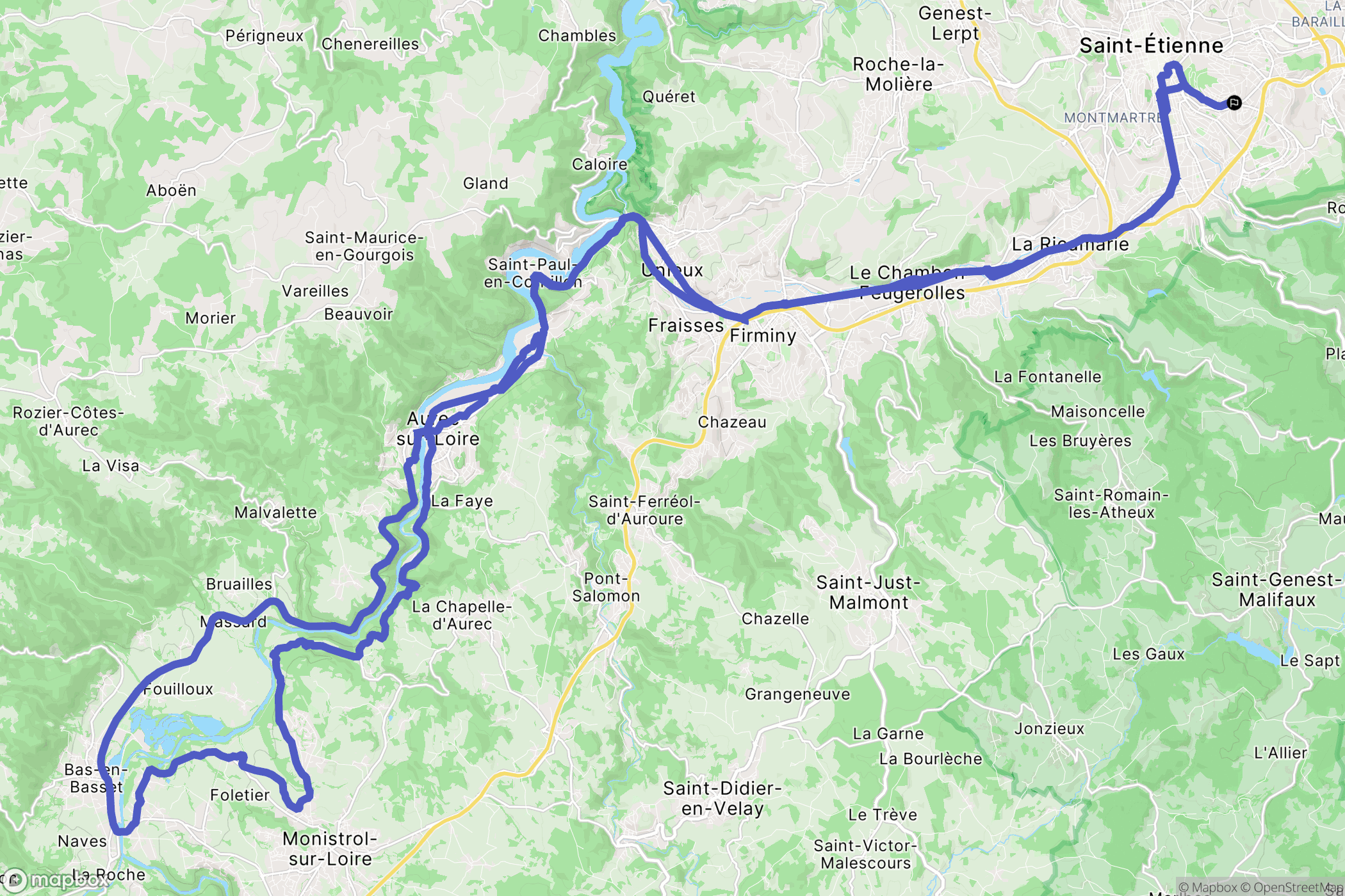 Saint-Étienne : carte du parcours de randonnée - France