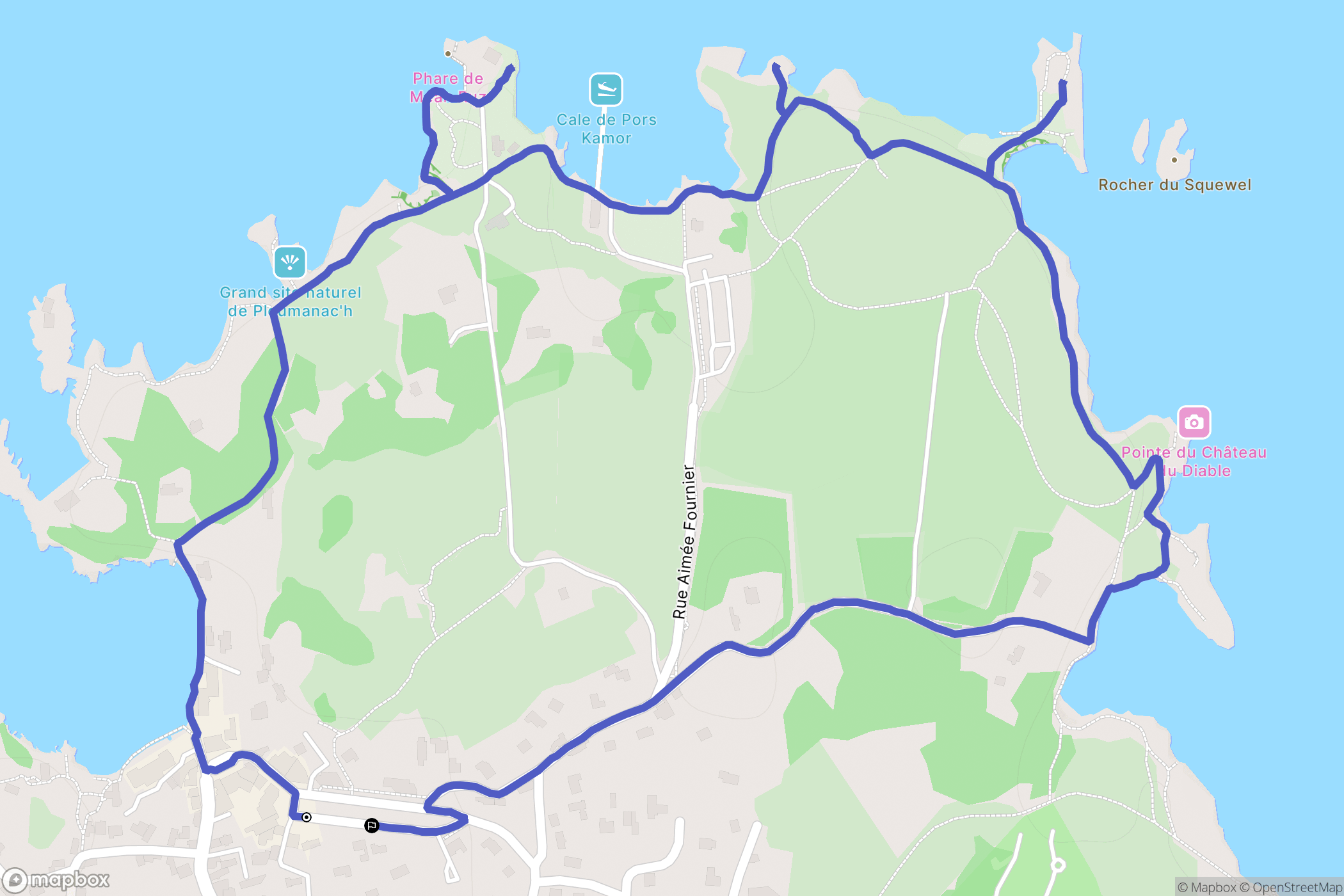 Perros-Guirec : carte du parcours de randonnée - France