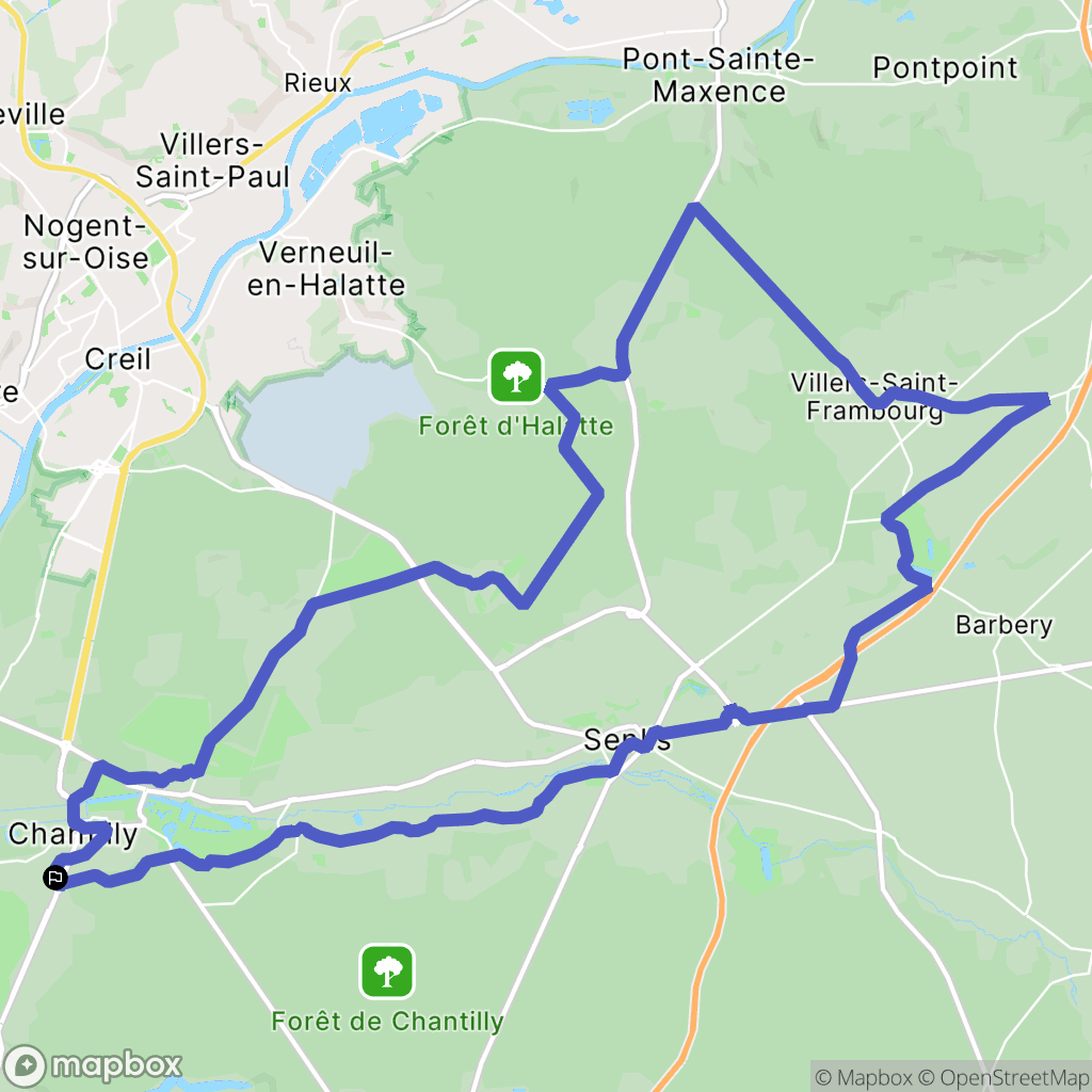 Chantilly : carte du parcours de randonnée - France