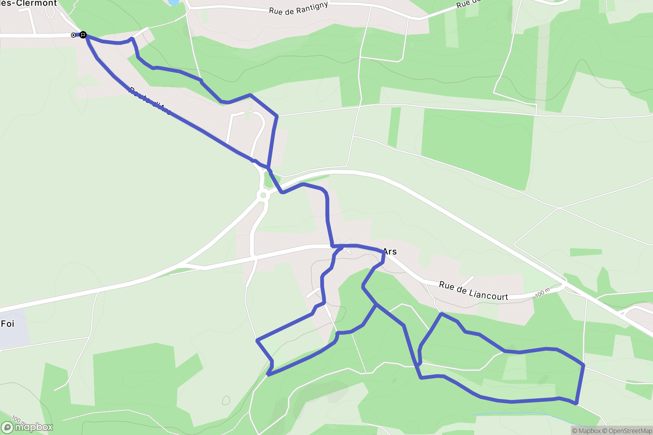 Cambronne-lès-Clermont : carte du parcours de randonnée - France
