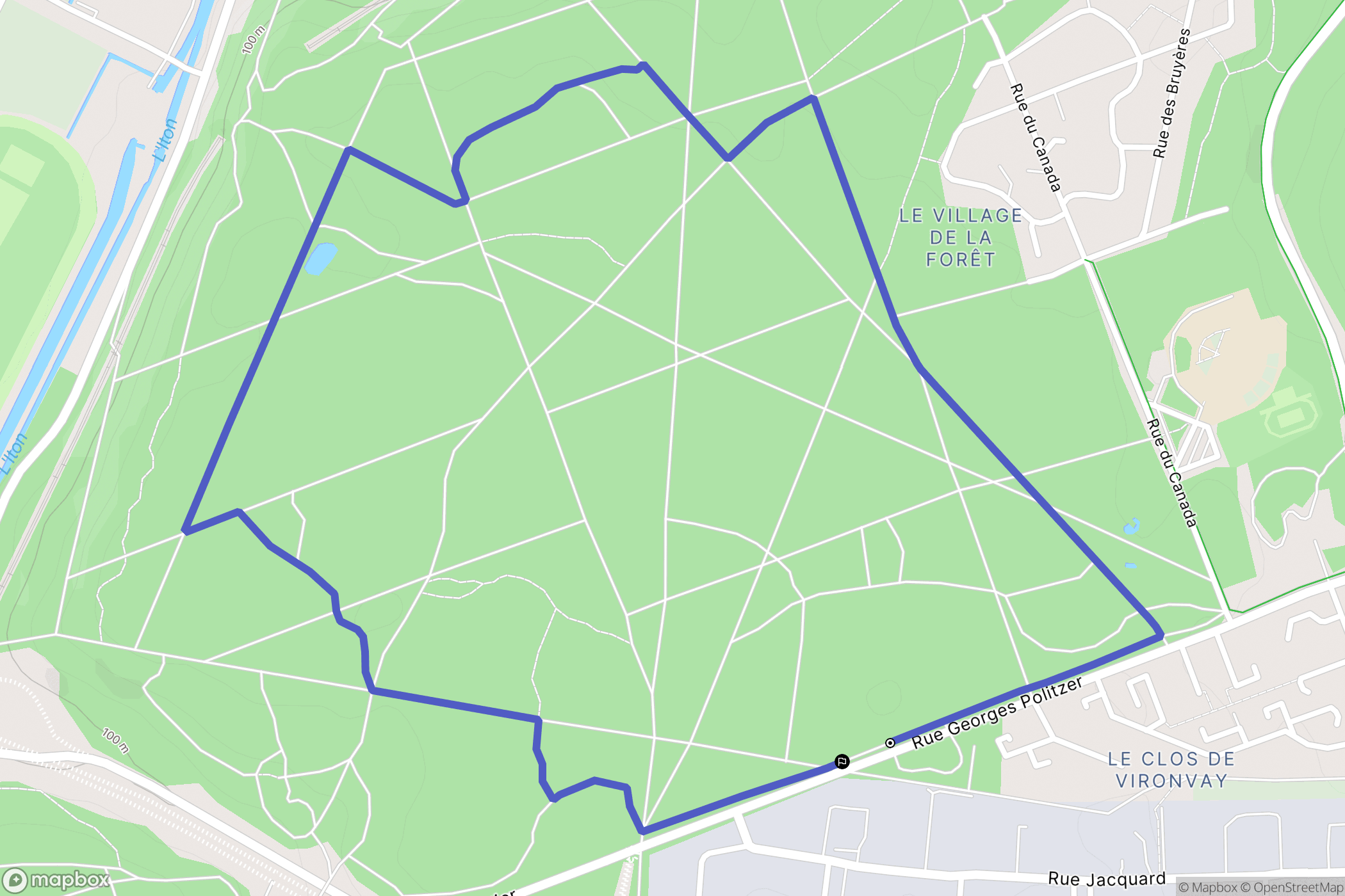 Évreux : carte du parcours de randonnée - France