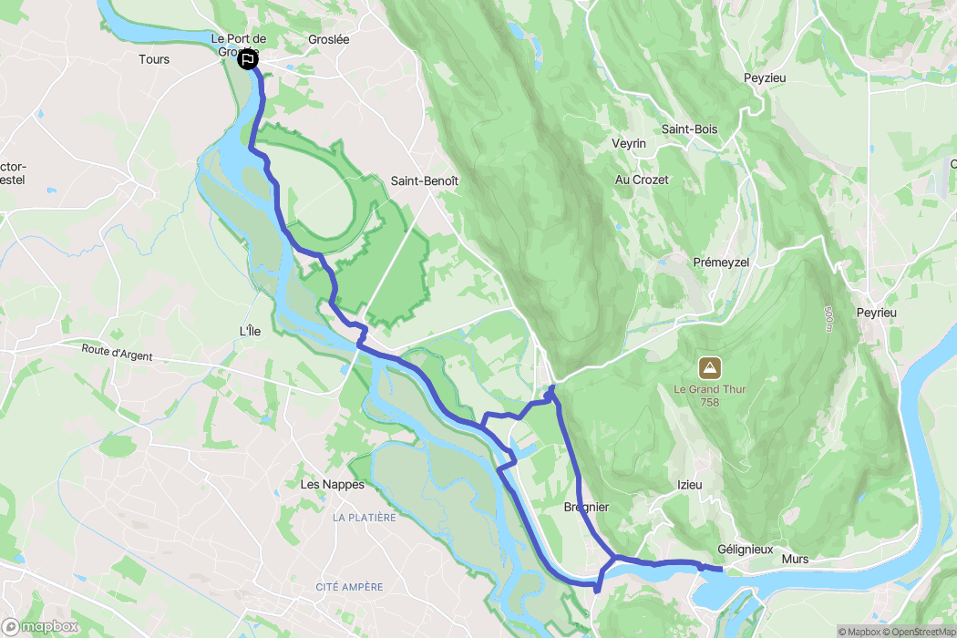 Groslée-Saint-Benoit : carte du parcours de randonnée - France