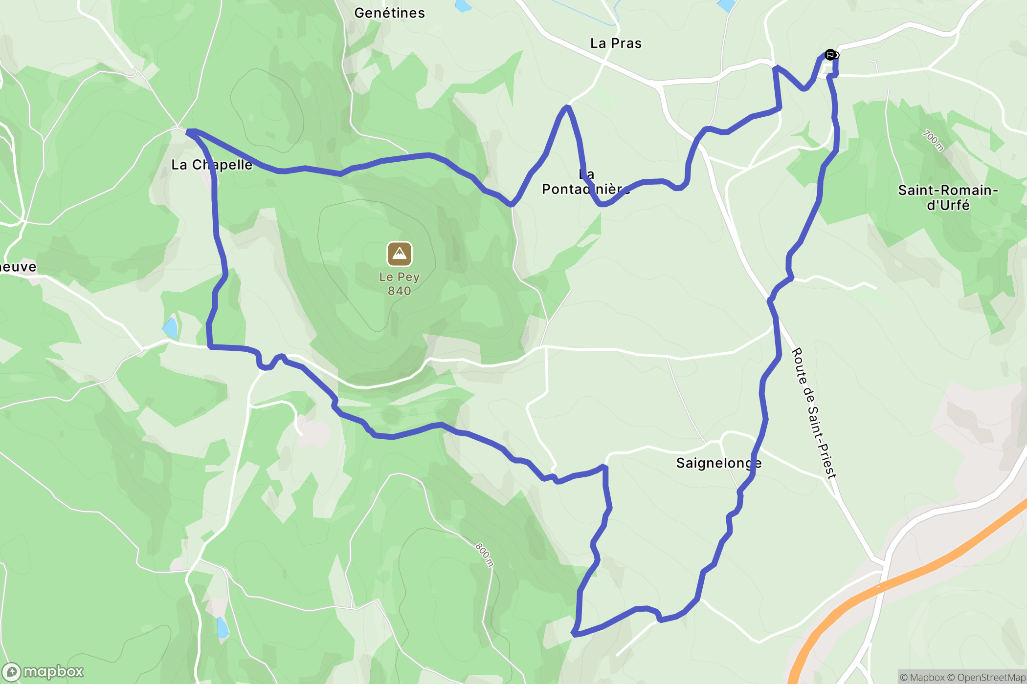 Saint-Romain-d'Urfé : carte du parcours de randonnée - France