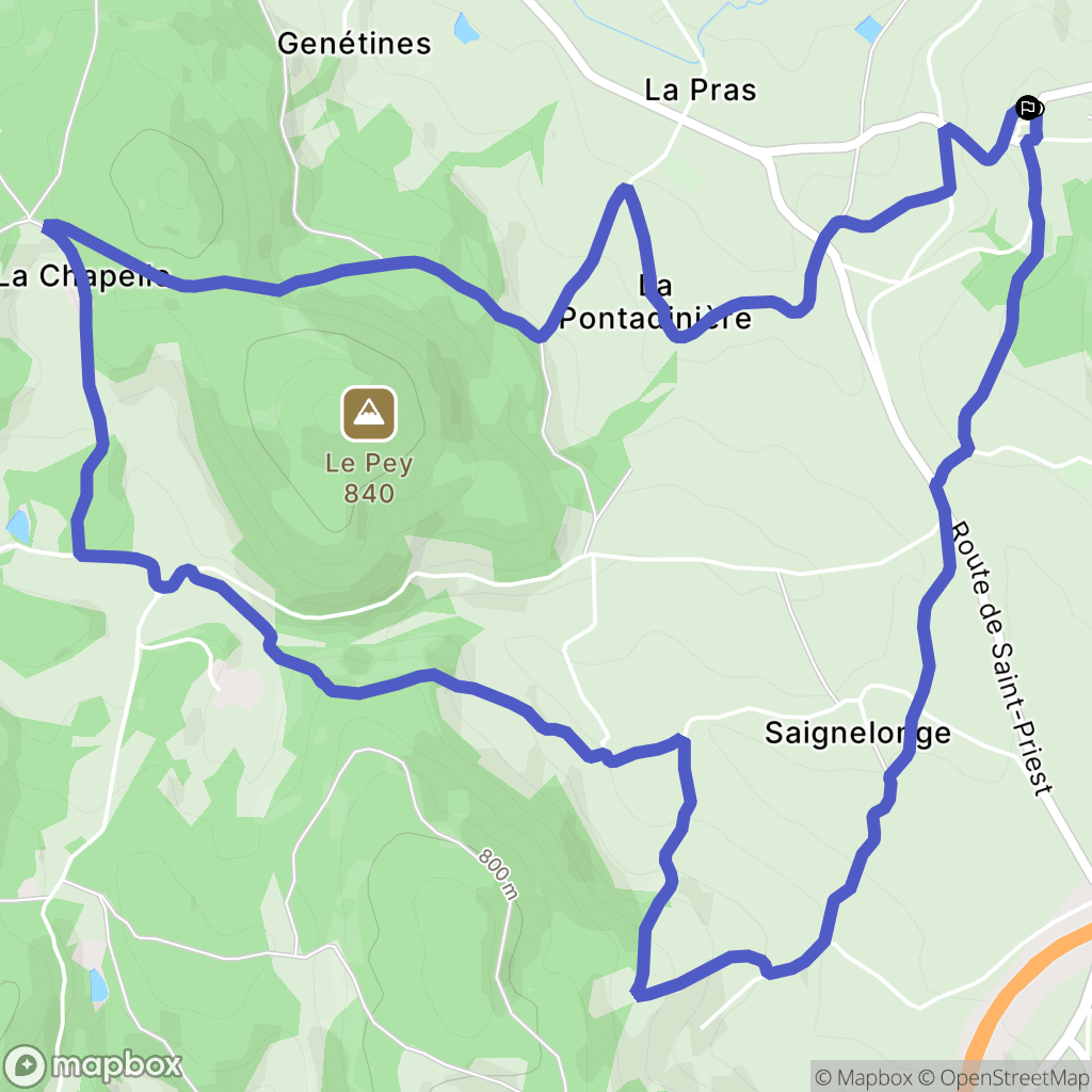 Saint-Romain-d'Urfé : carte du parcours de randonnée - France