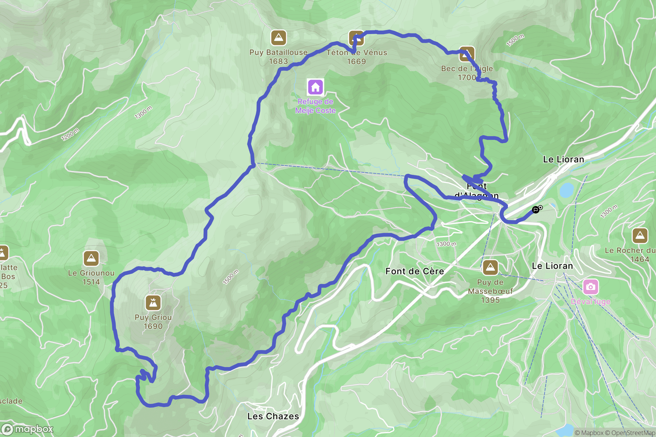 Laveissière : carte du parcours de randonnée - France