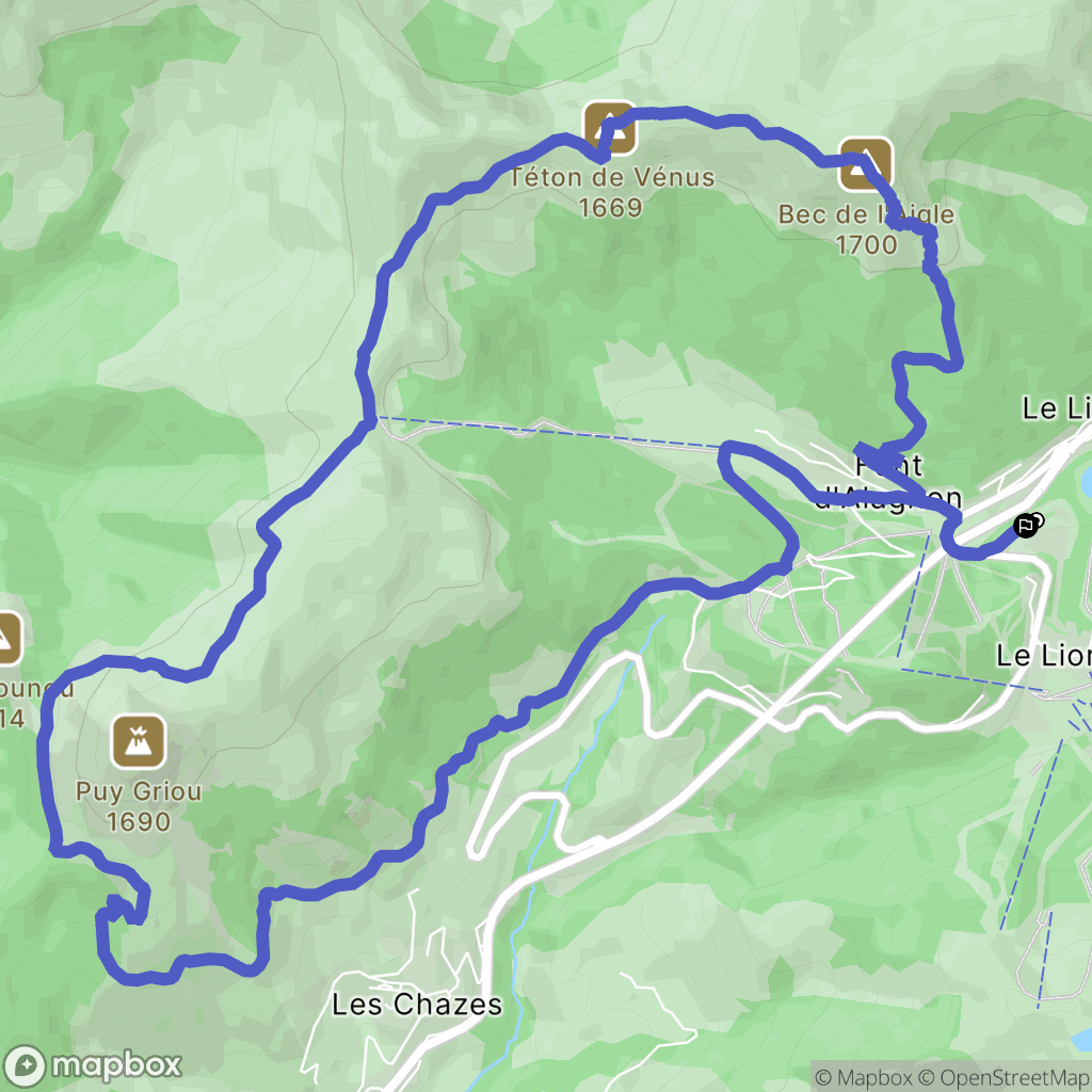 Laveissière : carte du parcours de randonnée - France