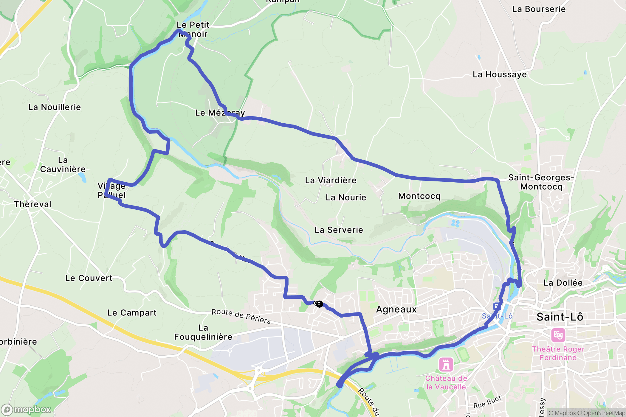 Agneaux : carte du parcours de randonnée - France