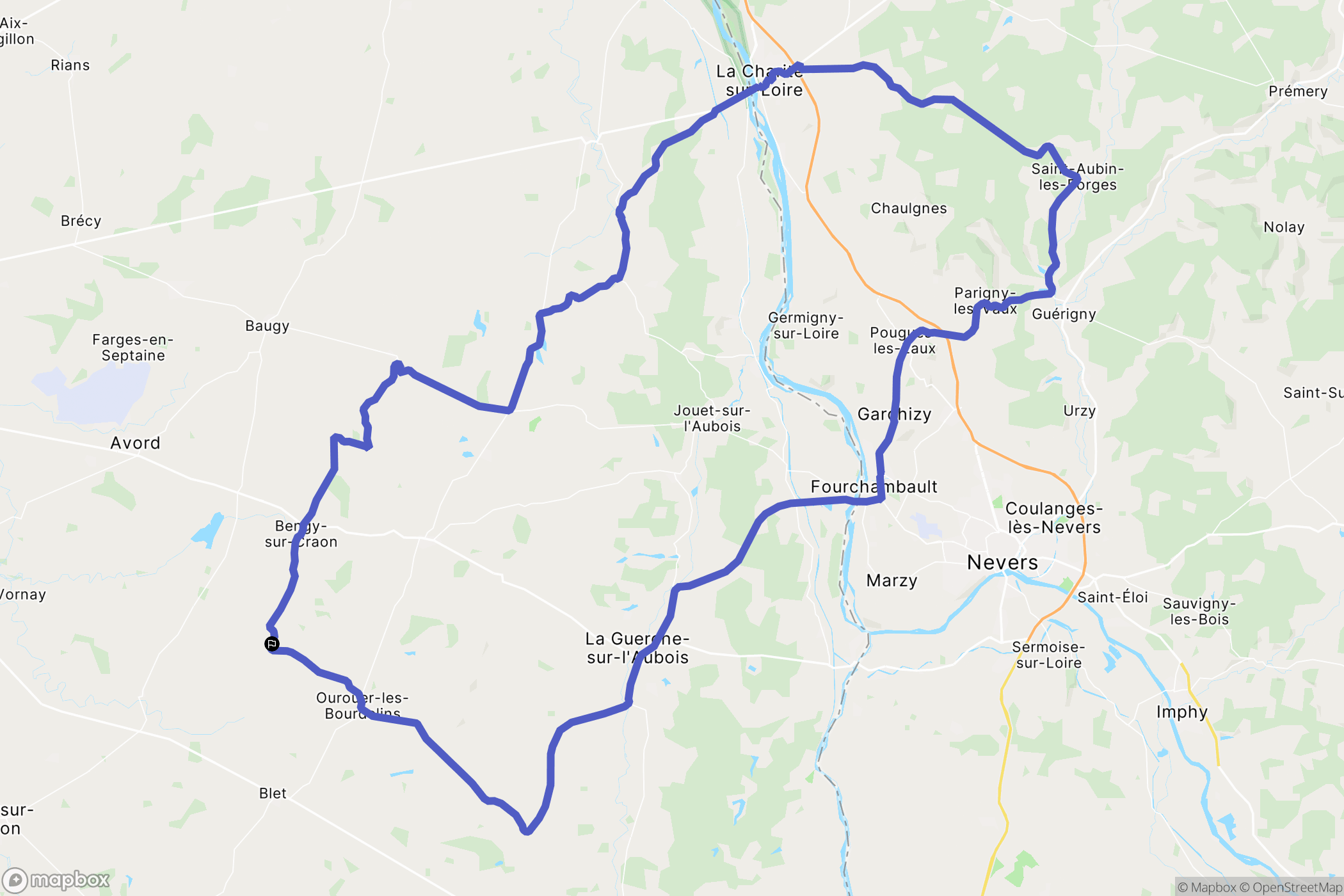 Cornusse : carte du parcours de randonnée - France