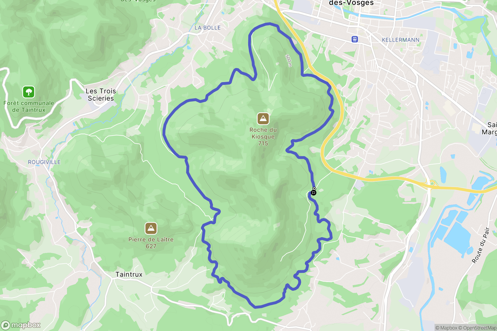 Saint-Dié-des-Vosges : carte du parcours de randonnée - France
