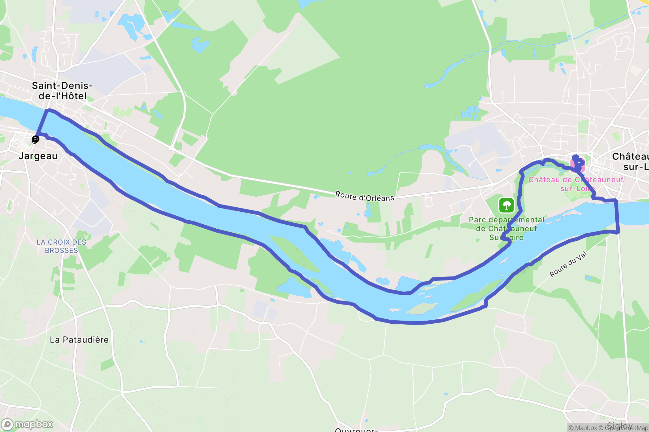 Jargeau : carte du parcours de randonnée - France