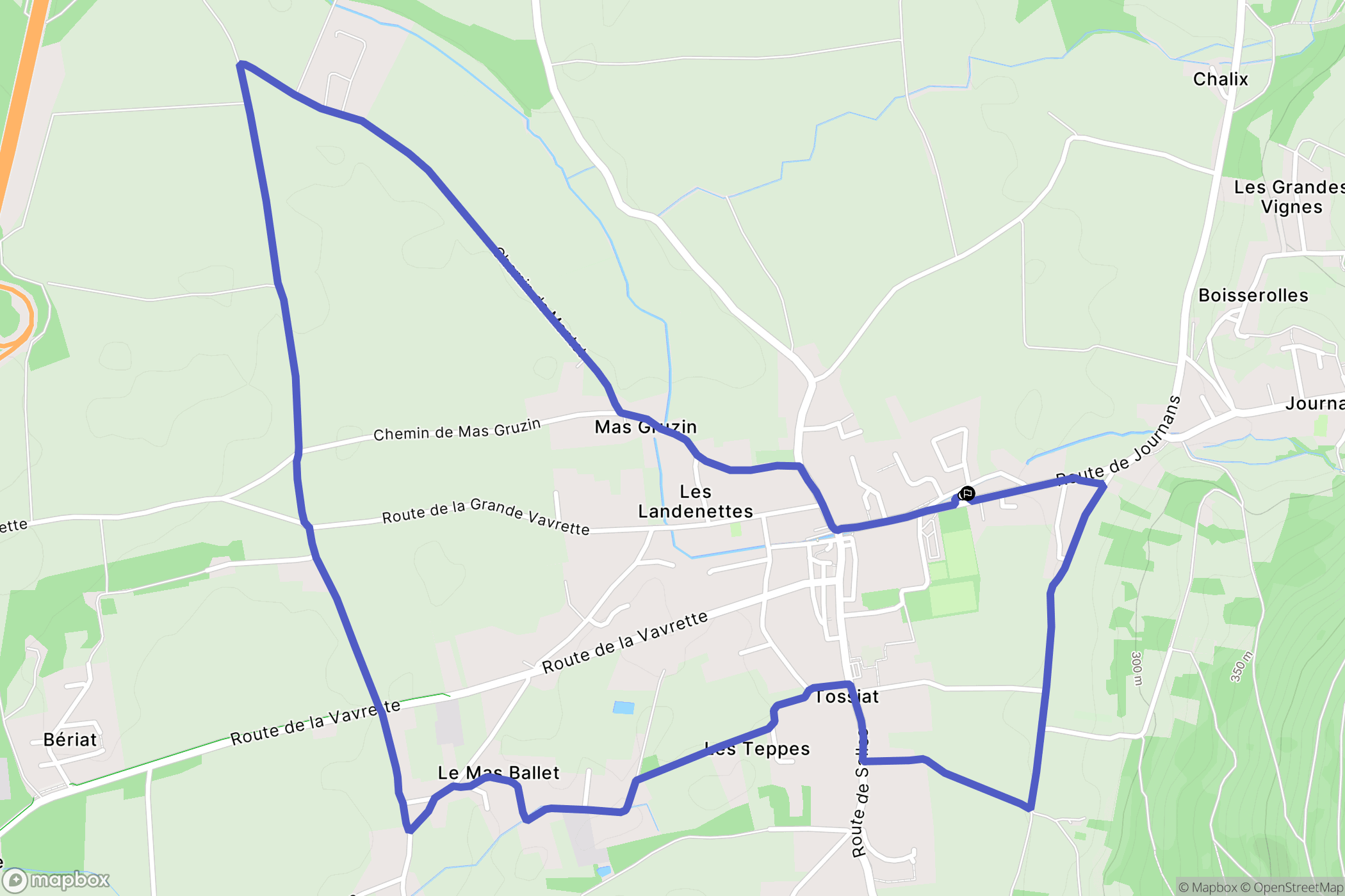 Tossiat : carte du parcours de randonnée - France
