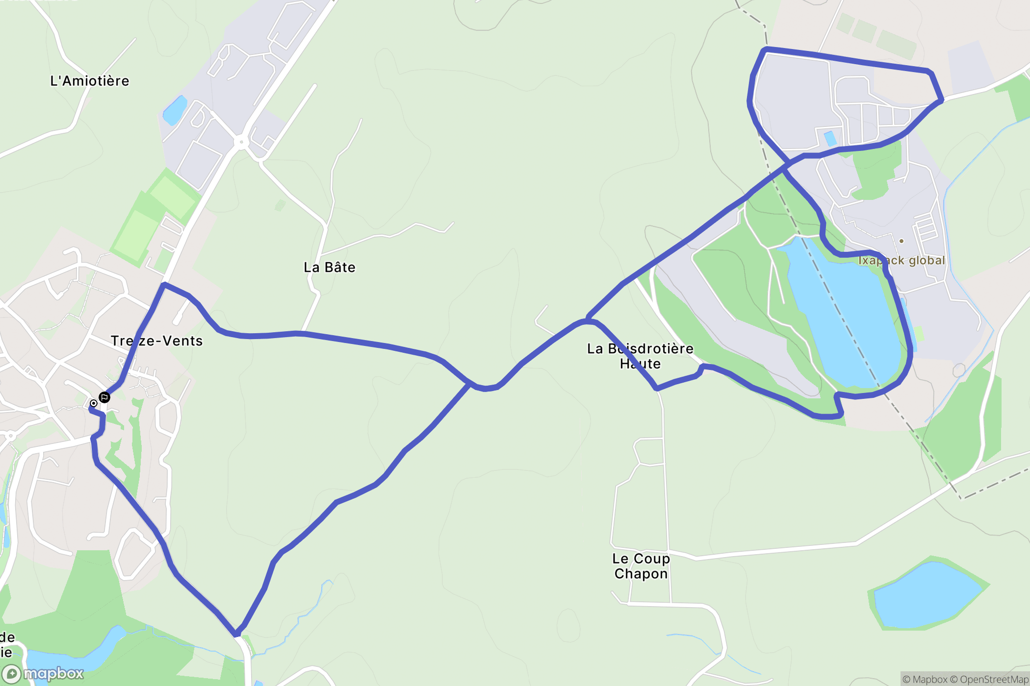 Treize-Vents : carte du parcours de randonnée - France