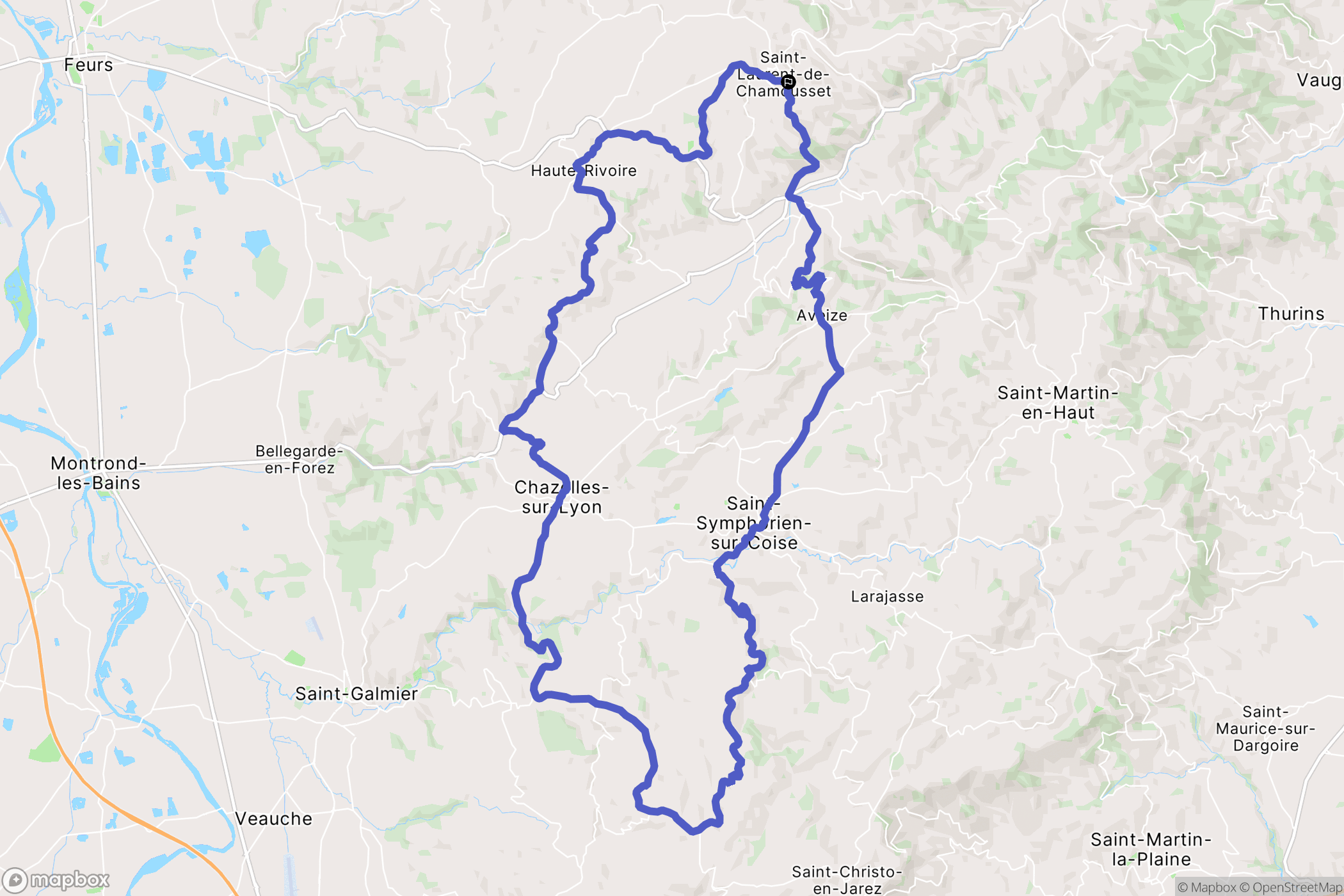 Saint-Laurent-de-Chamousset : carte du parcours de randonnée - France
