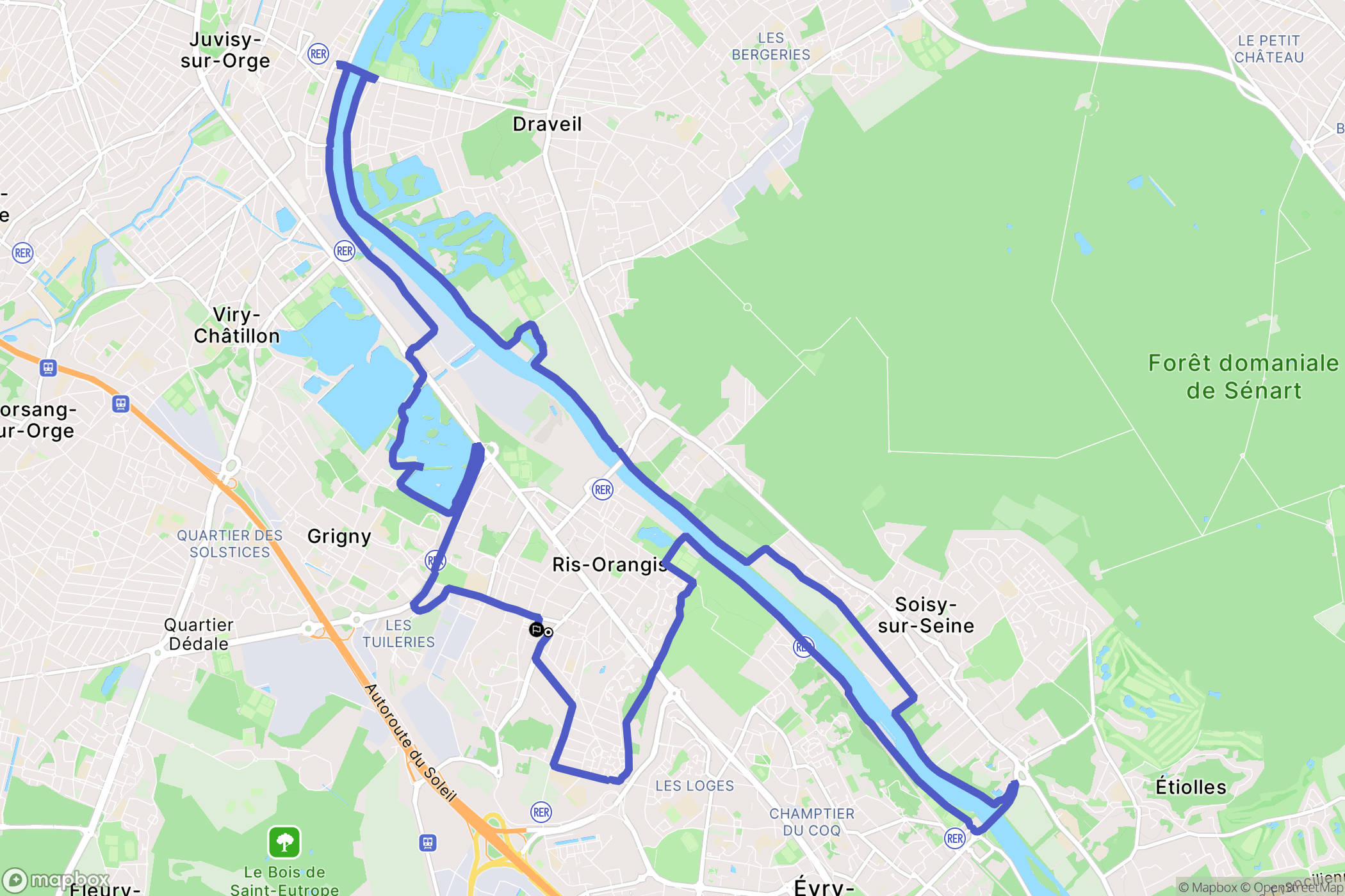 Ris-Orangis : carte du parcours de randonnée - France