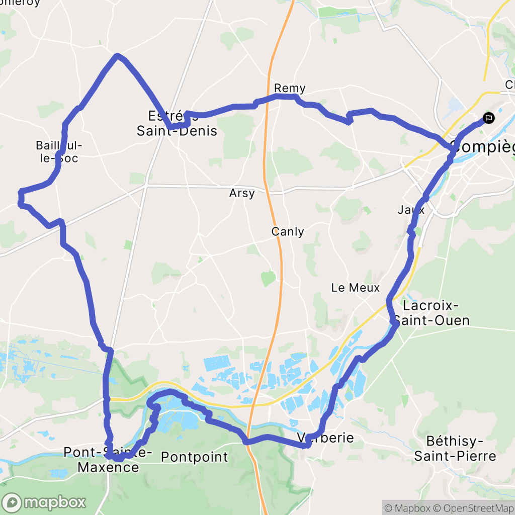 Margny-lès-Compiègne : carte du parcours de randonnée - France