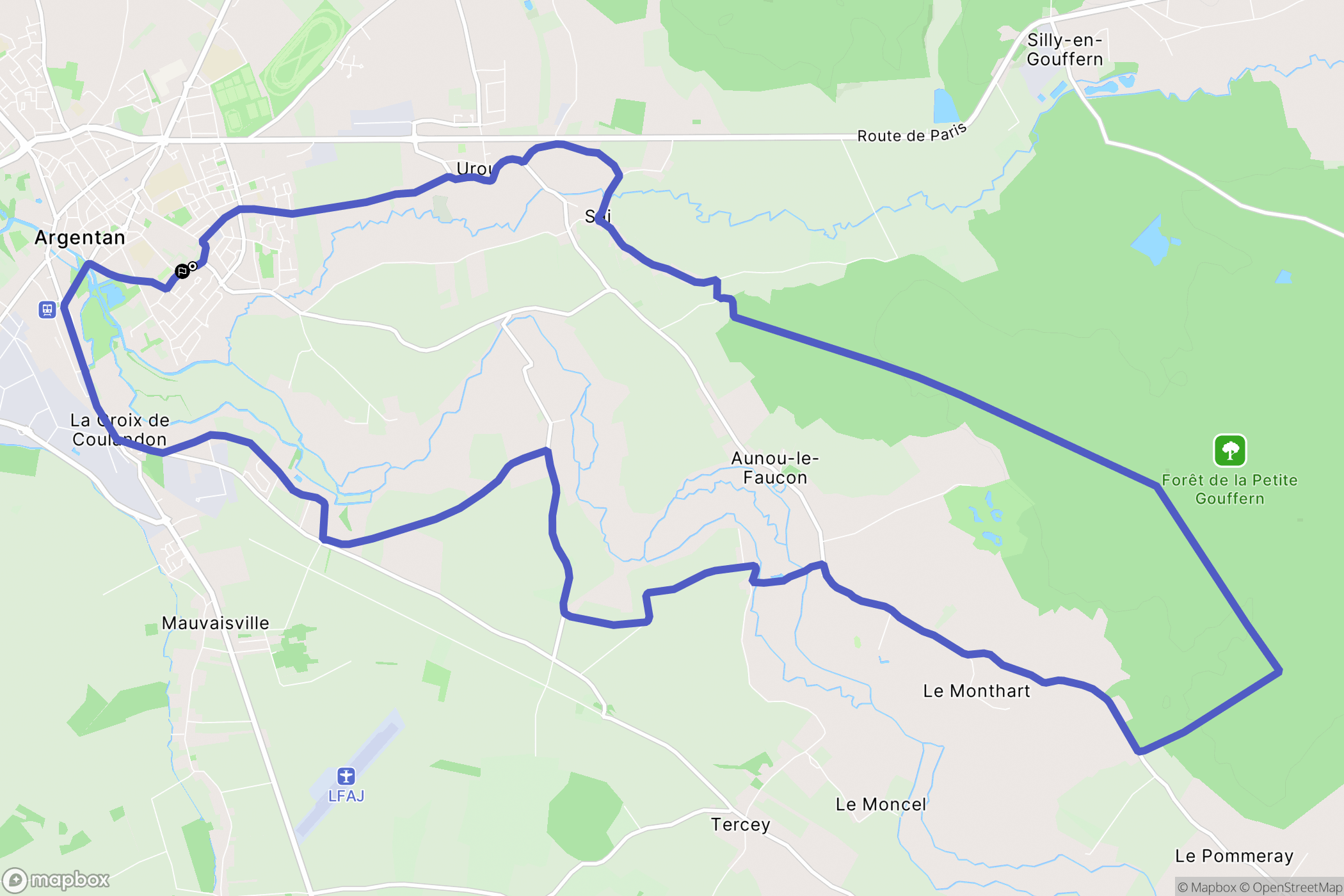 Argentan : carte du parcours de randonnée - France