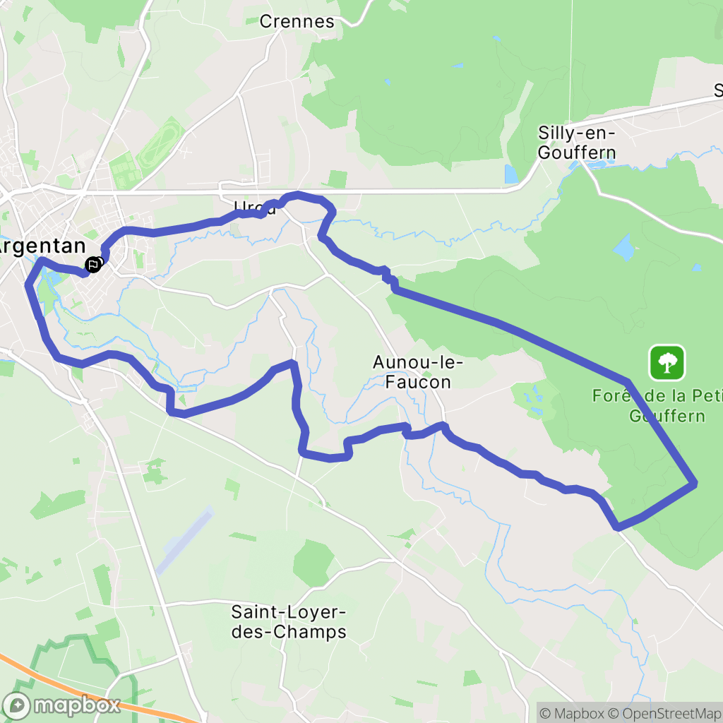 Argentan : carte du parcours de randonnée - France