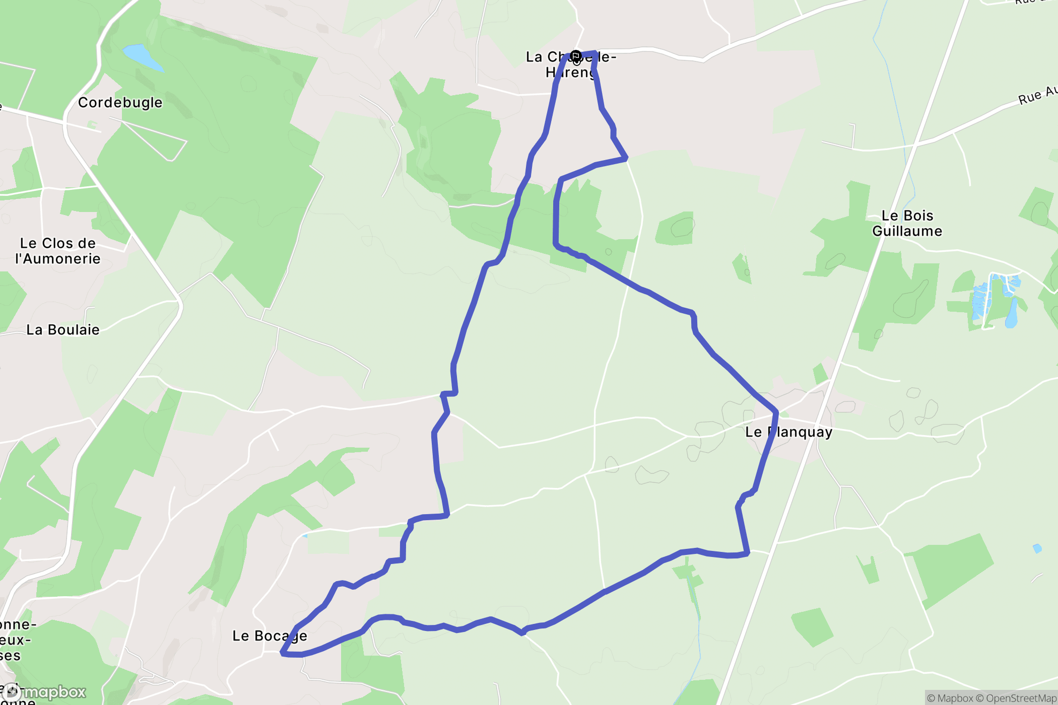 La Chapelle-Hareng : carte du parcours de randonnée - France