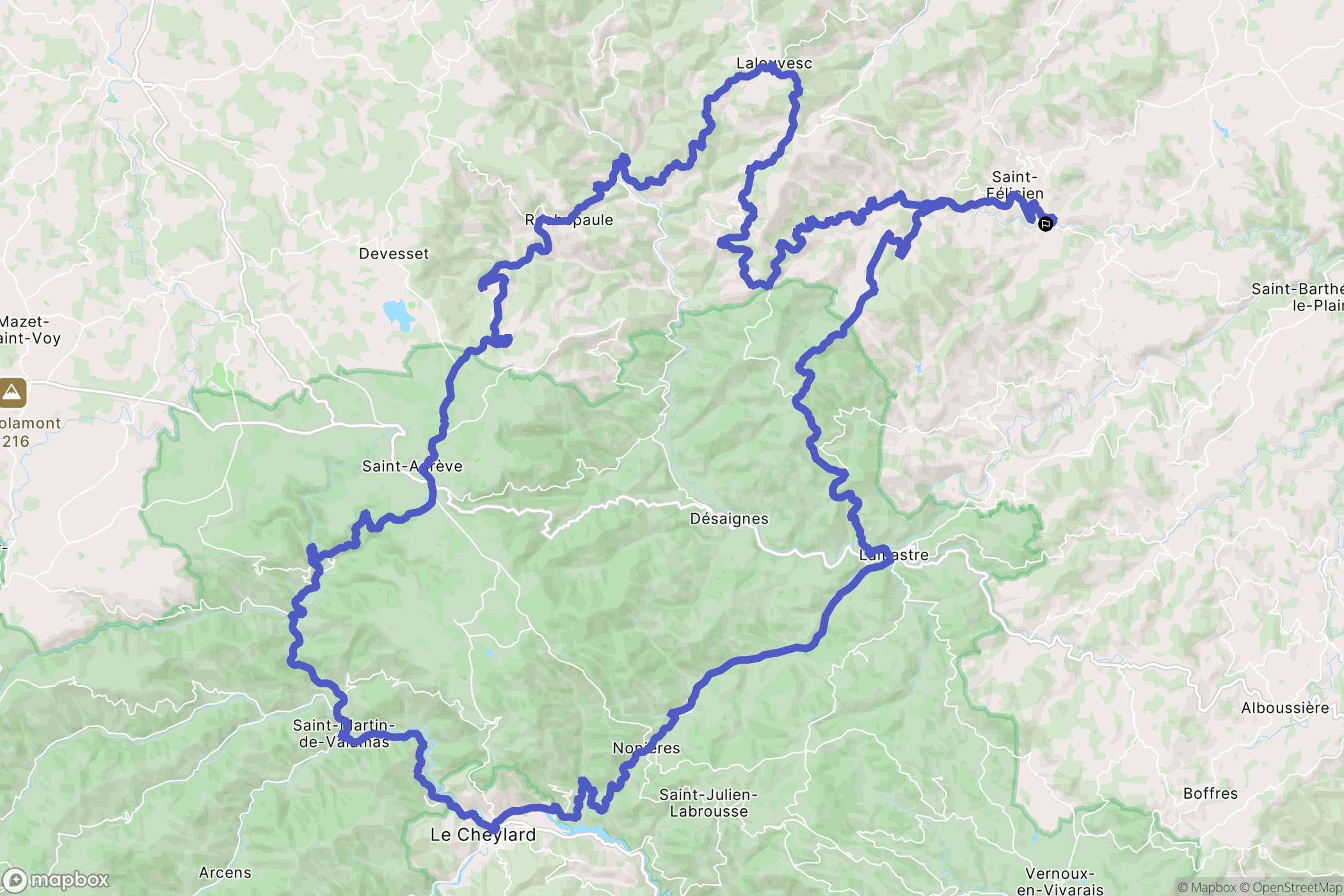 Saint-Félicien : carte du parcours de randonnée - France