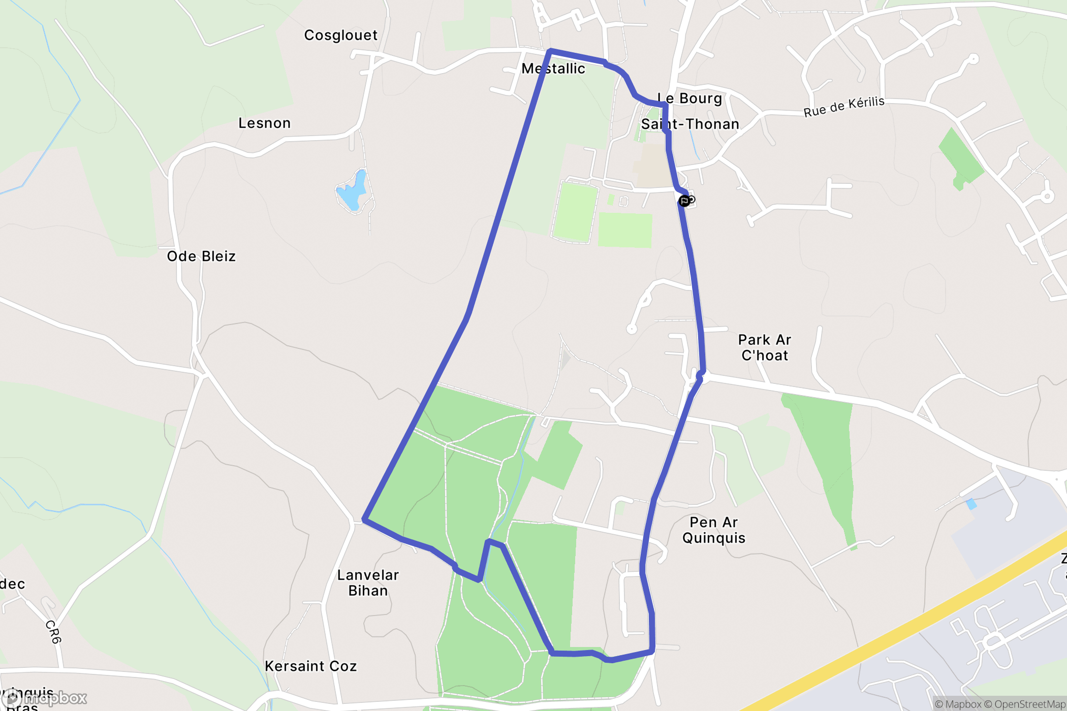 Saint-Thonan : carte du parcours de randonnée - France