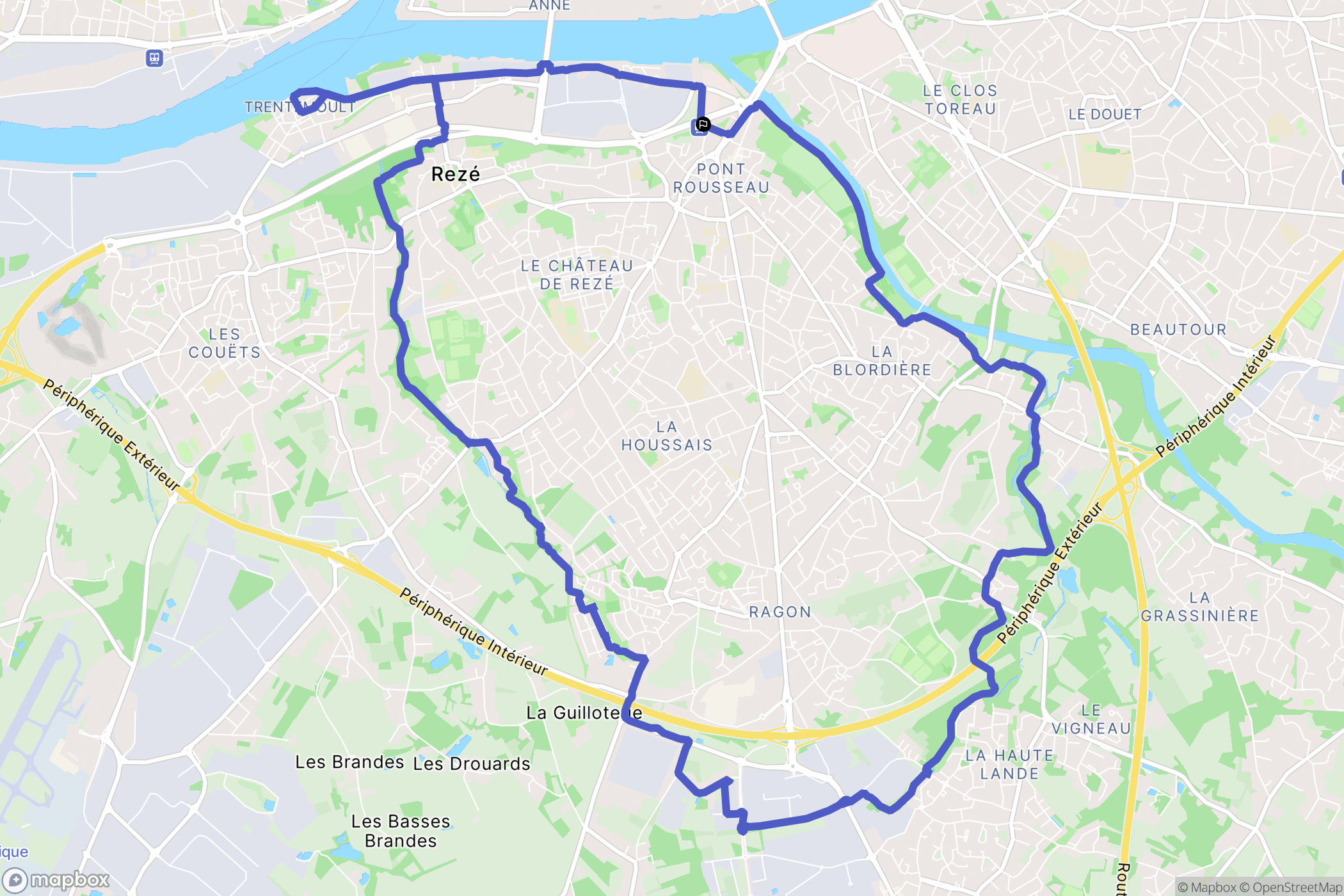 Rezé : carte du parcours de randonnée - France