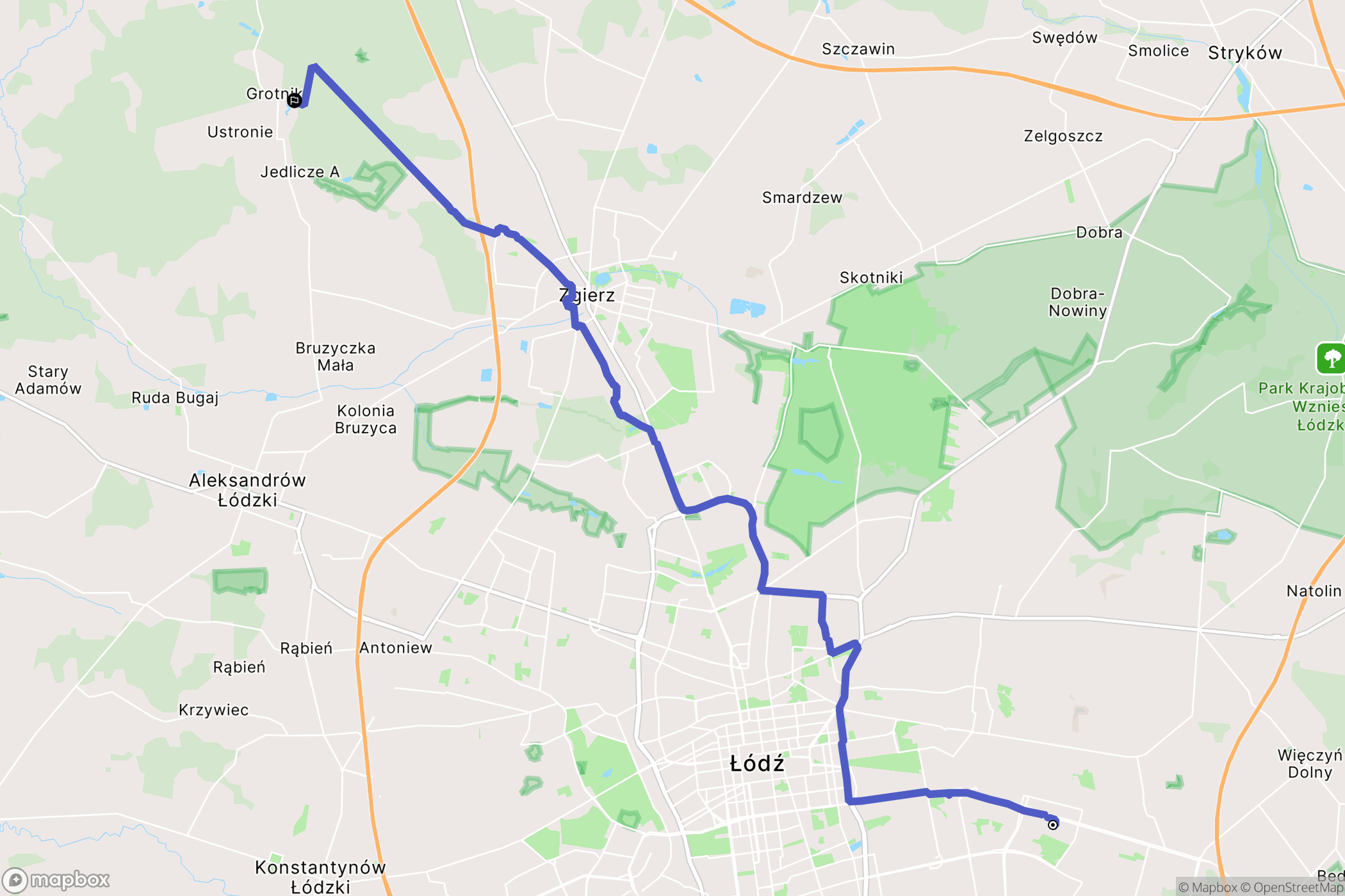Łódź: mapa trasy - Poland