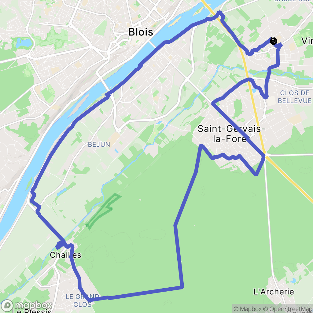 Vineuil : carte du parcours de randonnée - France