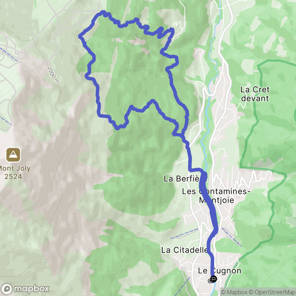 Les Contamines-Montjoie : carte du parcours de randonnée - France