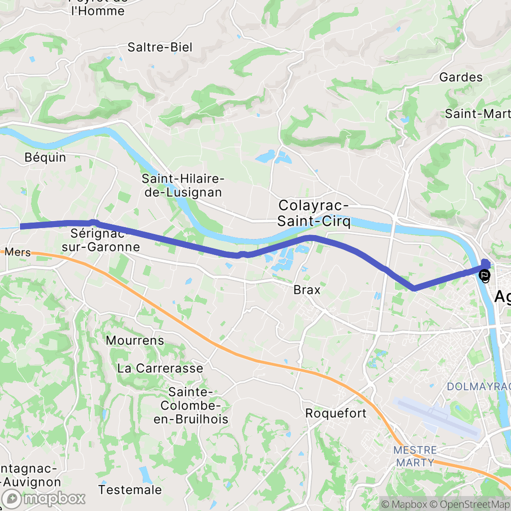 Agen : carte du parcours de randonnée - France