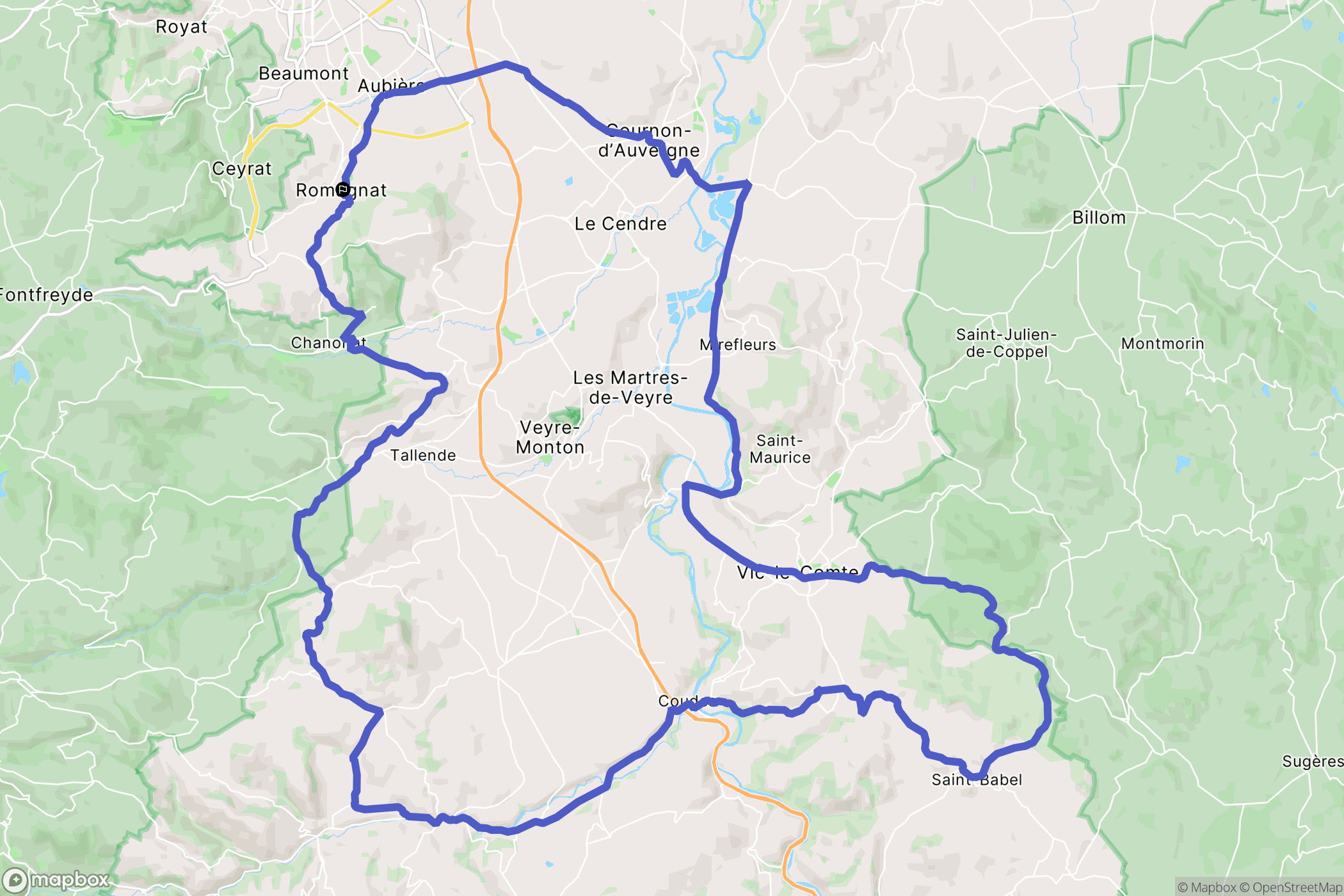 Romagnat : carte du parcours de randonnée - France