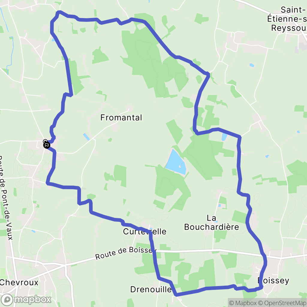 Chevroux : carte du parcours de randonnée - France