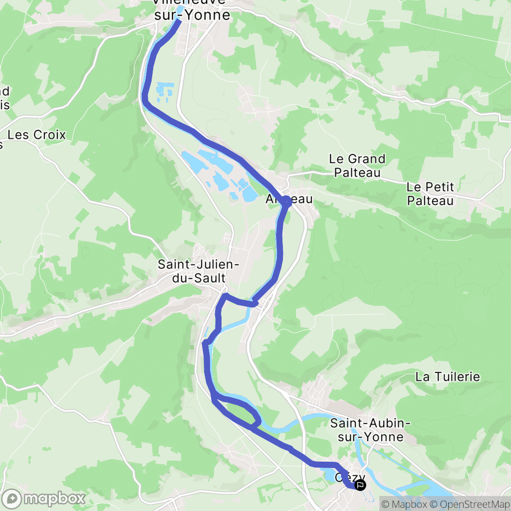 Cézy : carte du parcours de randonnée - France