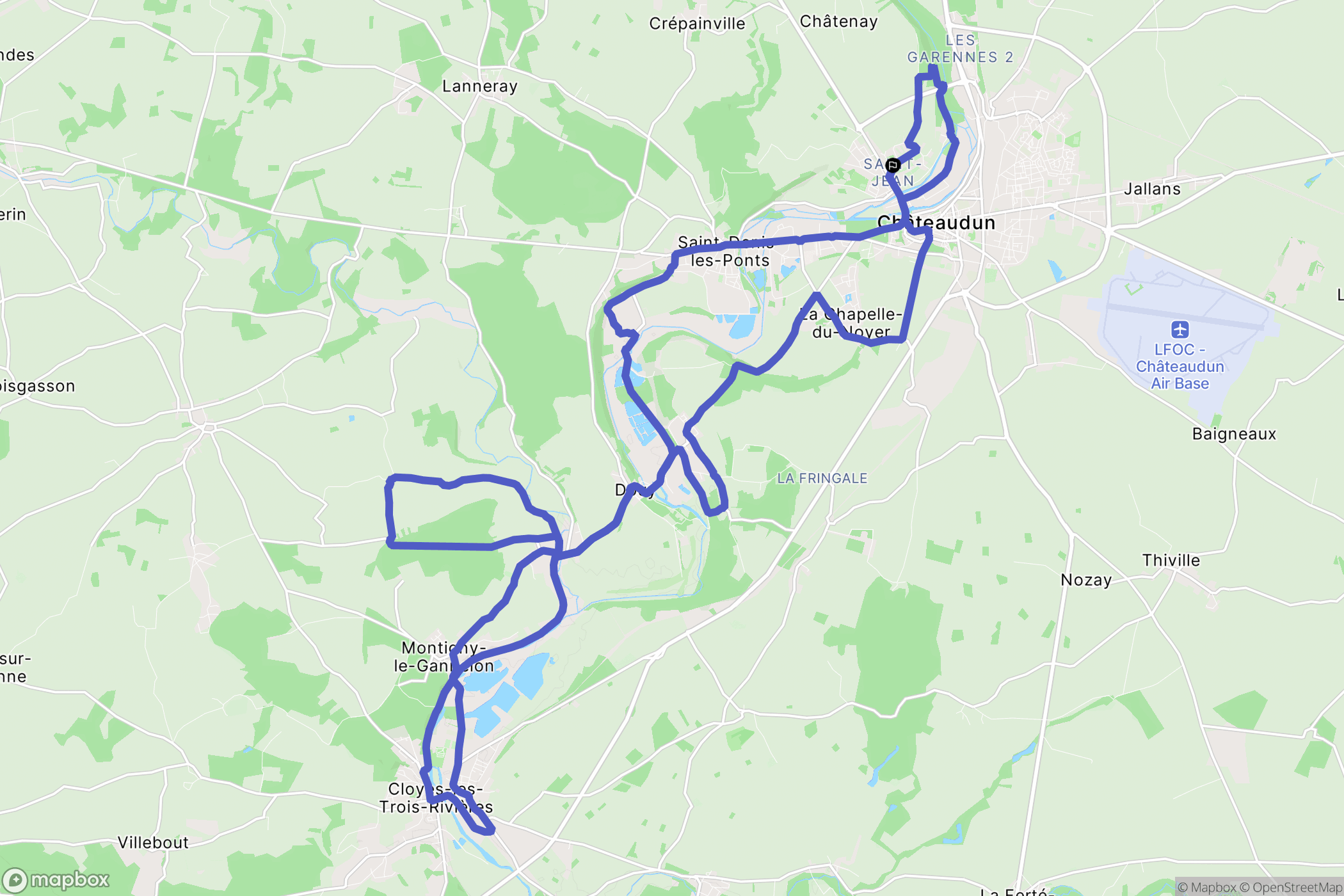 Châteaudun : carte du parcours de randonnée - France