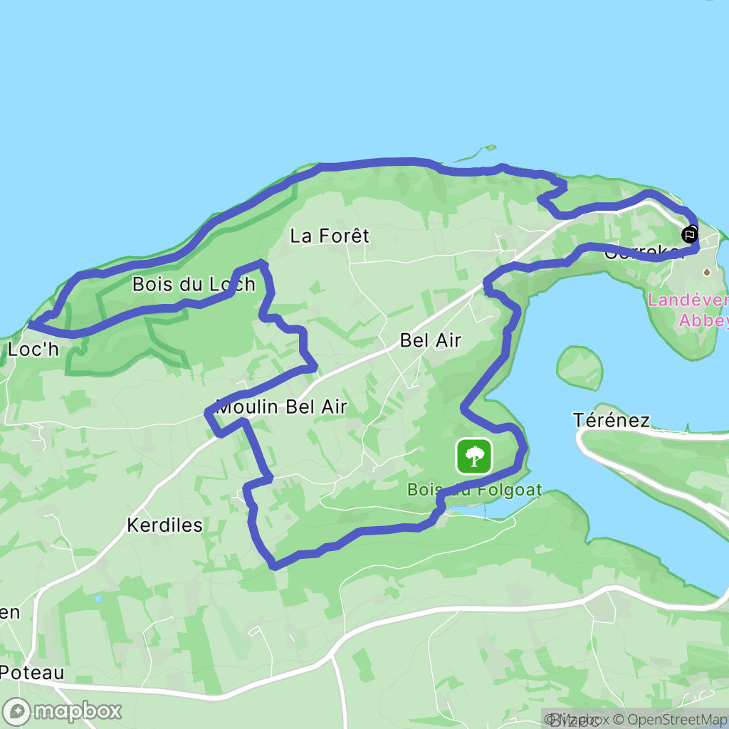 Landévennec : carte du parcours de randonnée - France