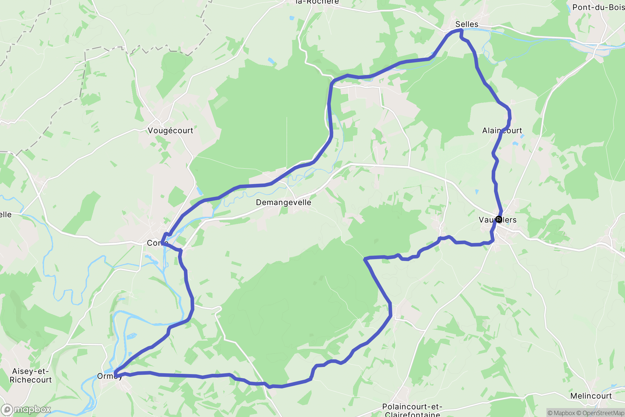 Vauvillers : carte du parcours de randonnée - France