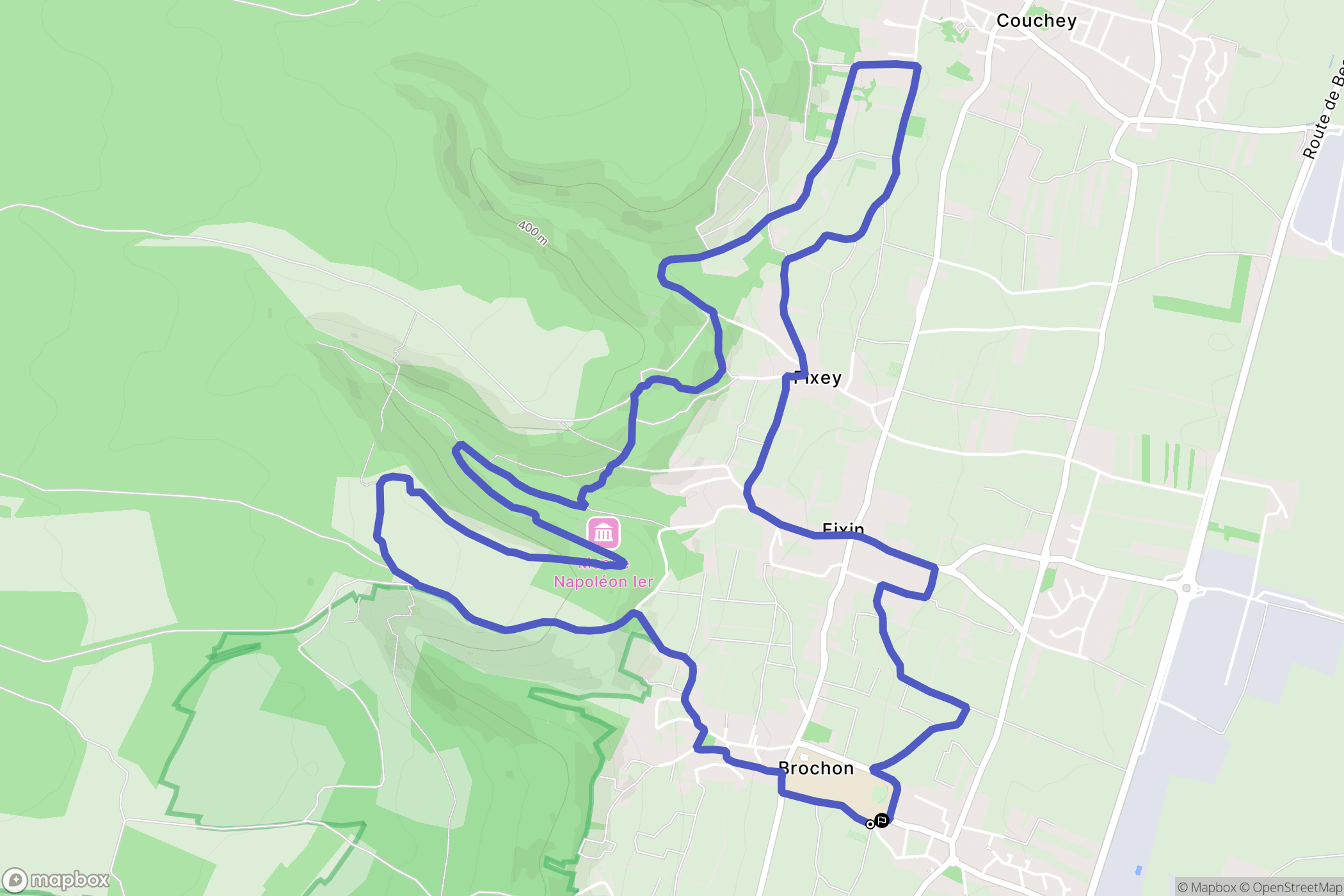 Brochon : carte du parcours de randonnée - France