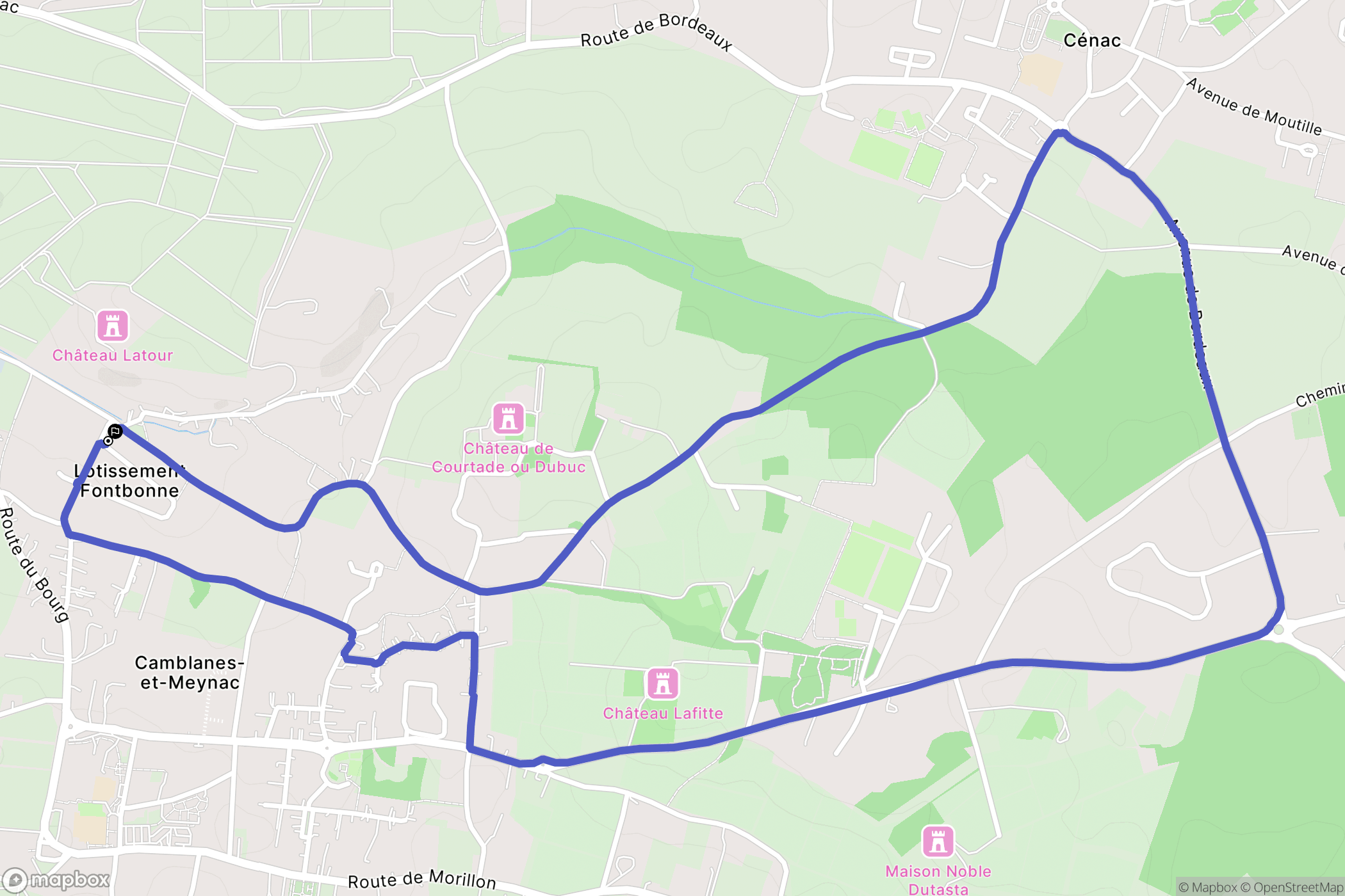 Camblanes-et-Meynac : carte du parcours de randonnée - France