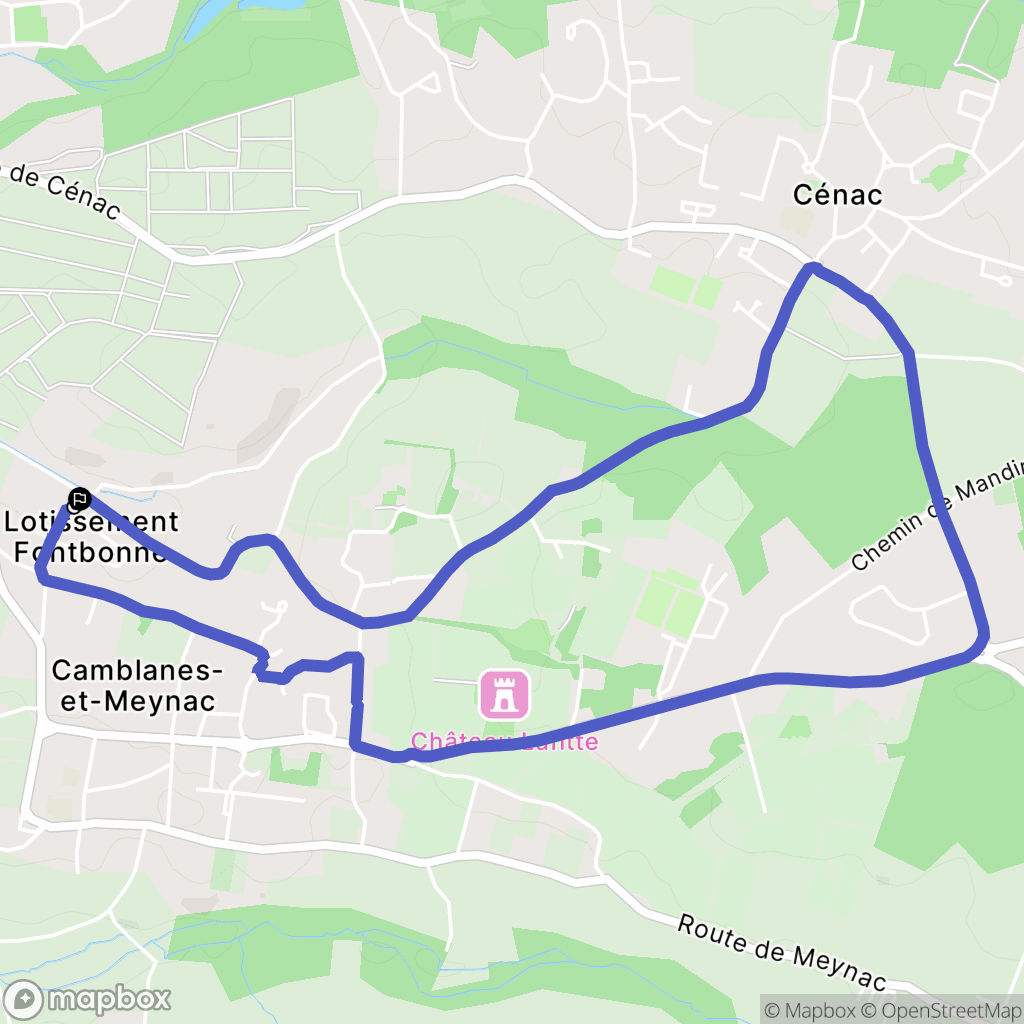 Camblanes-et-Meynac : carte du parcours de randonnée - France