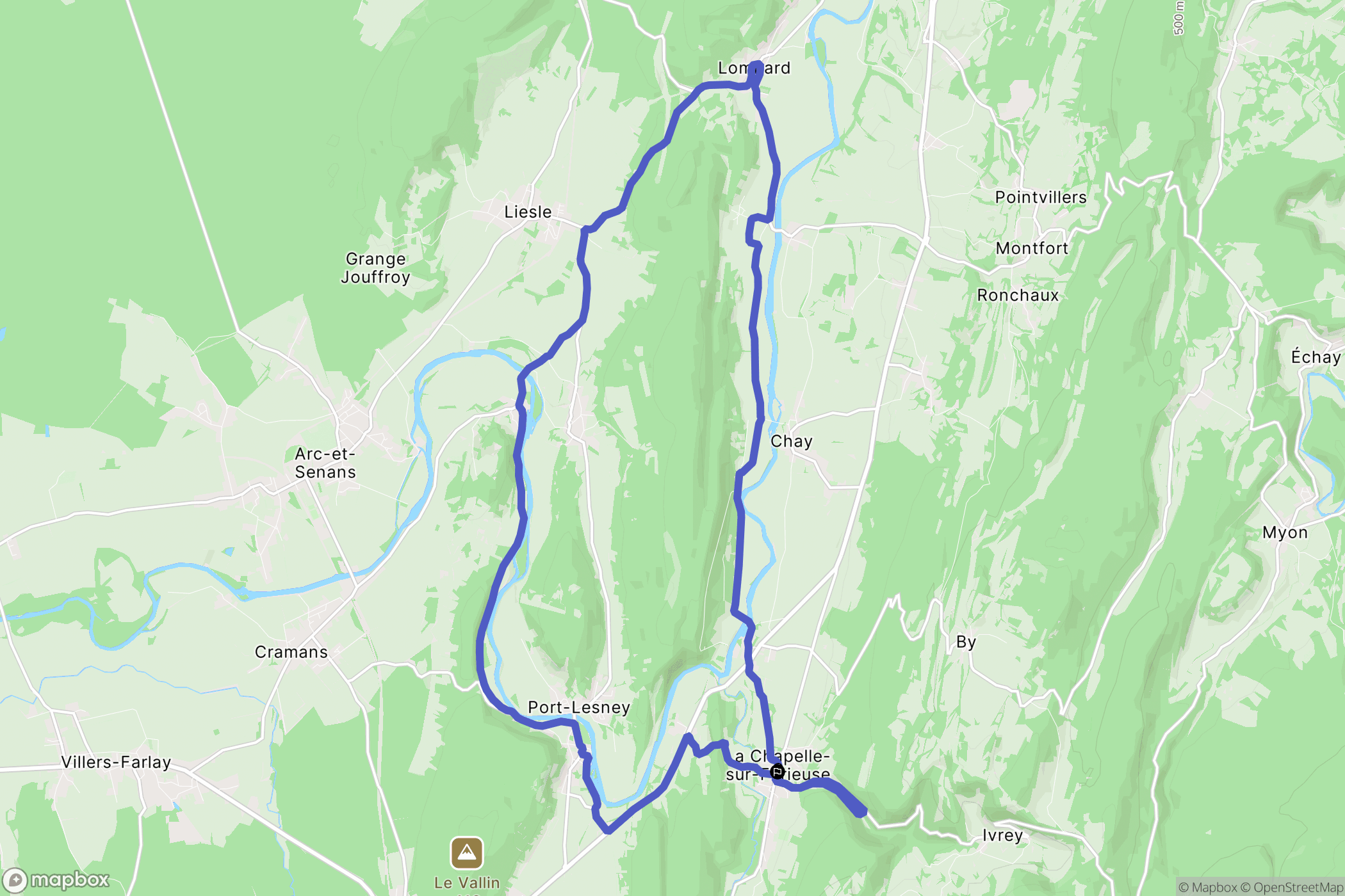 La Chapelle-sur-Furieuse : carte du parcours de randonnée - France