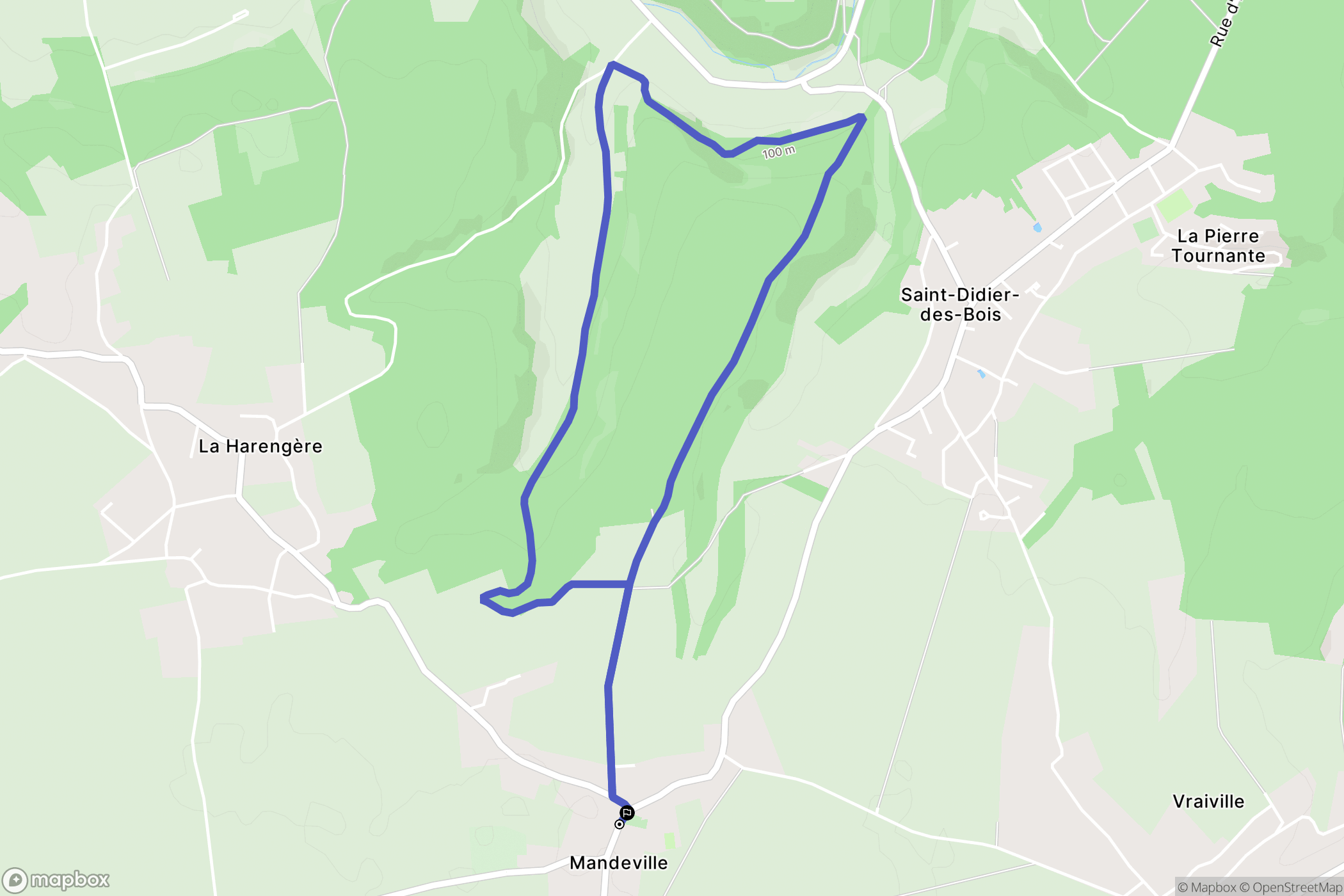 Mandeville : carte du parcours de randonnée - France