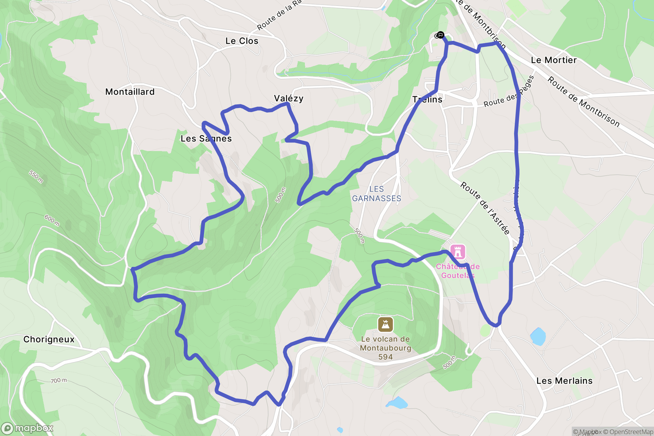 Trelins : carte du parcours de randonnée - France