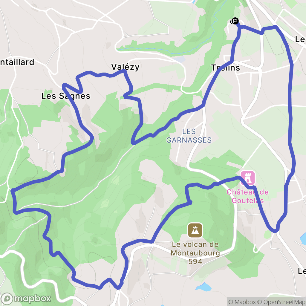 Trelins : carte du parcours de randonnée - France