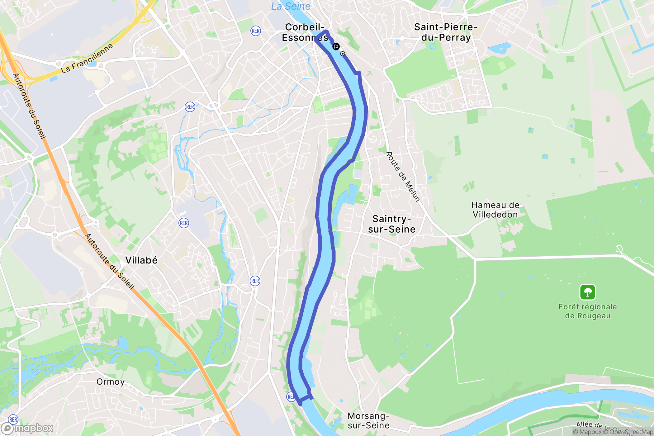 Corbeil-Essonnes : carte du parcours de randonnée - France