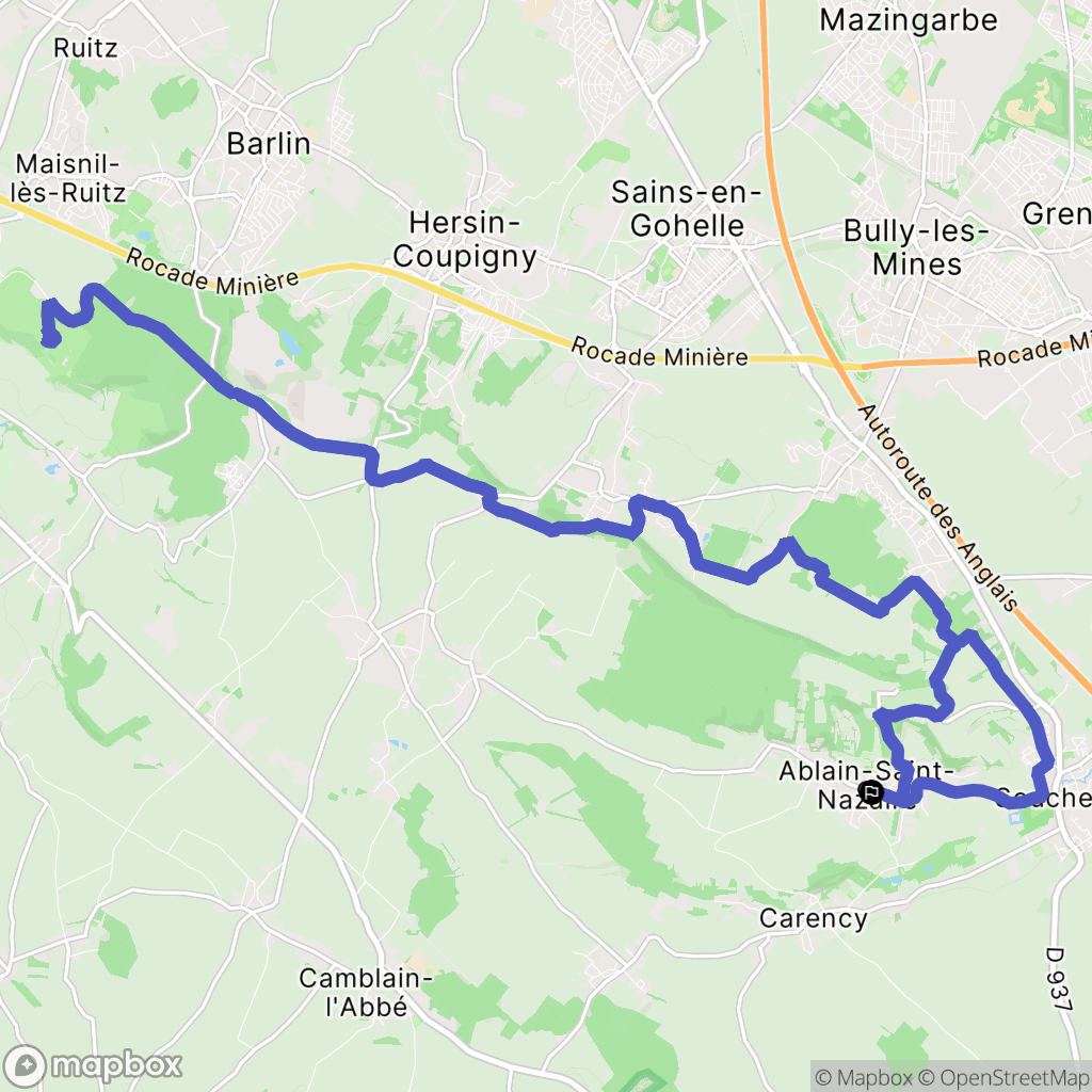 Ablain-Saint-Nazaire : carte du parcours de randonnée - France